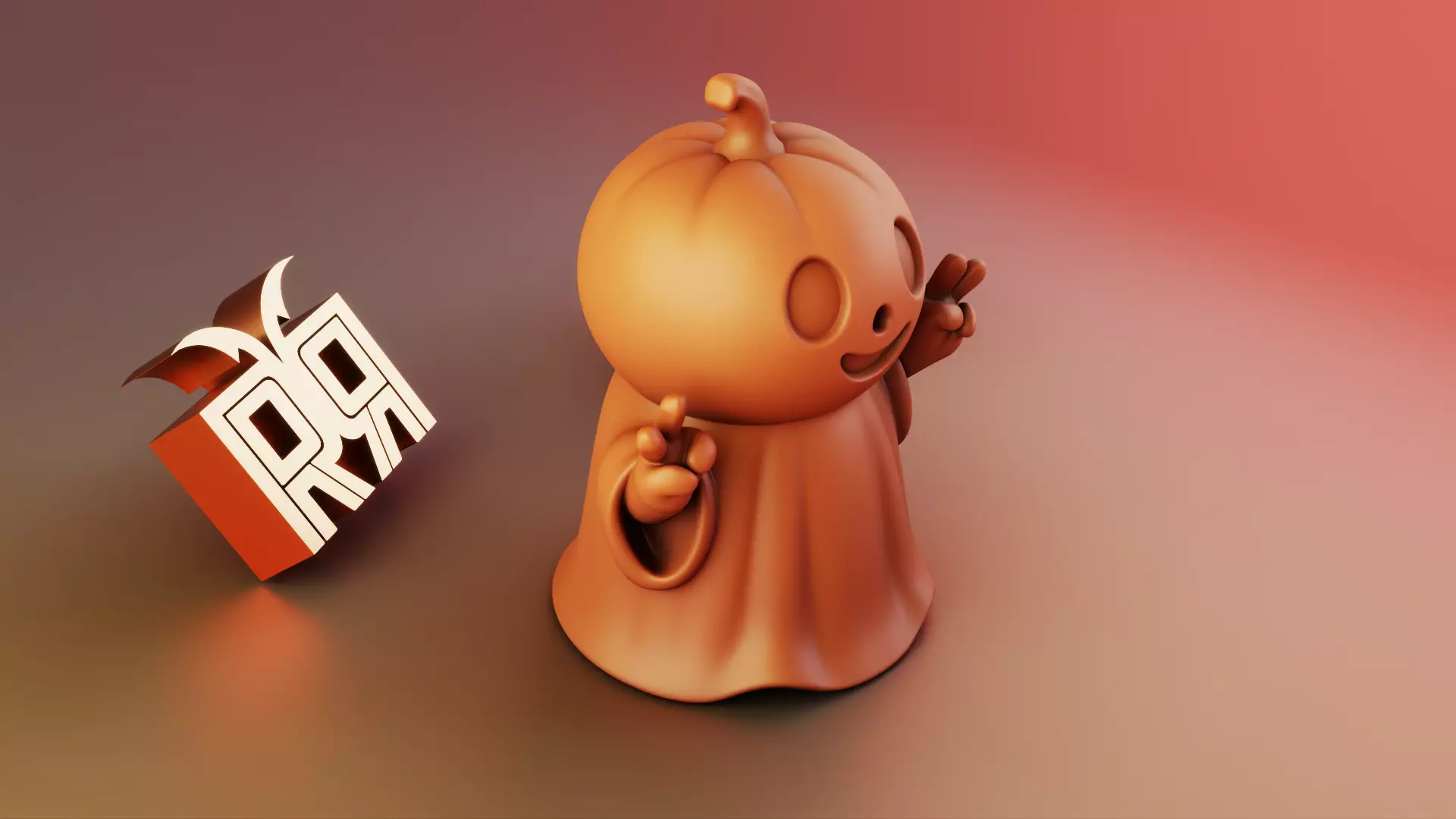 Halloween Cute Peace Sign Ghost 3D print model_10