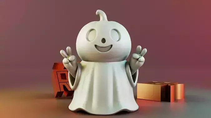Halloween Cute Peace Sign Ghost 3D print model Halloween Cute Peace Sign Ghost 3D print model