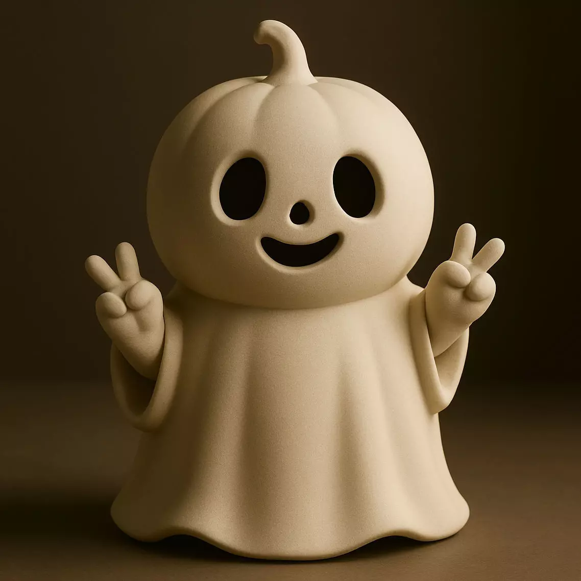 Halloween Cute Peace Sign Ghost 3D print model_2