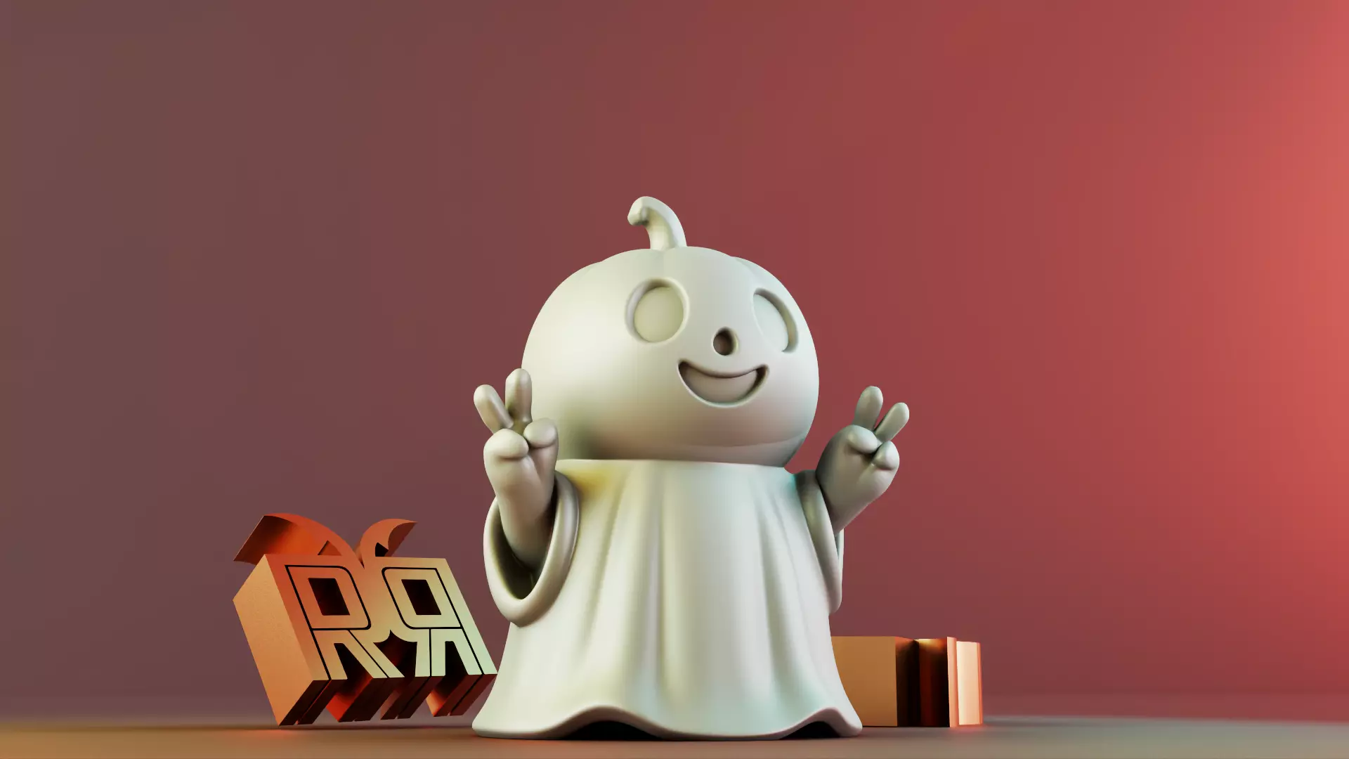 Halloween Cute Peace Sign Ghost 3D print model_6