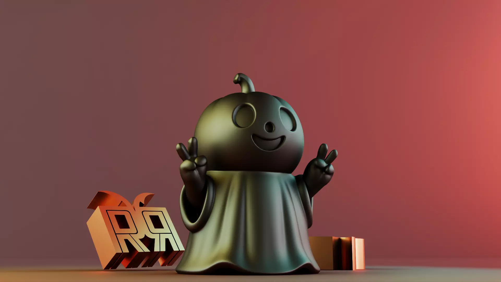 Halloween Cute Peace Sign Ghost 3D print model_7