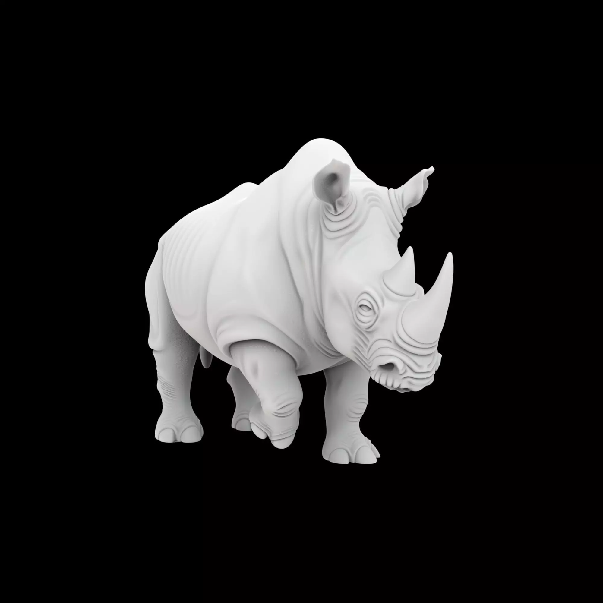 Charging Rhino Sculpture 3D Printable Model 3D print model_6