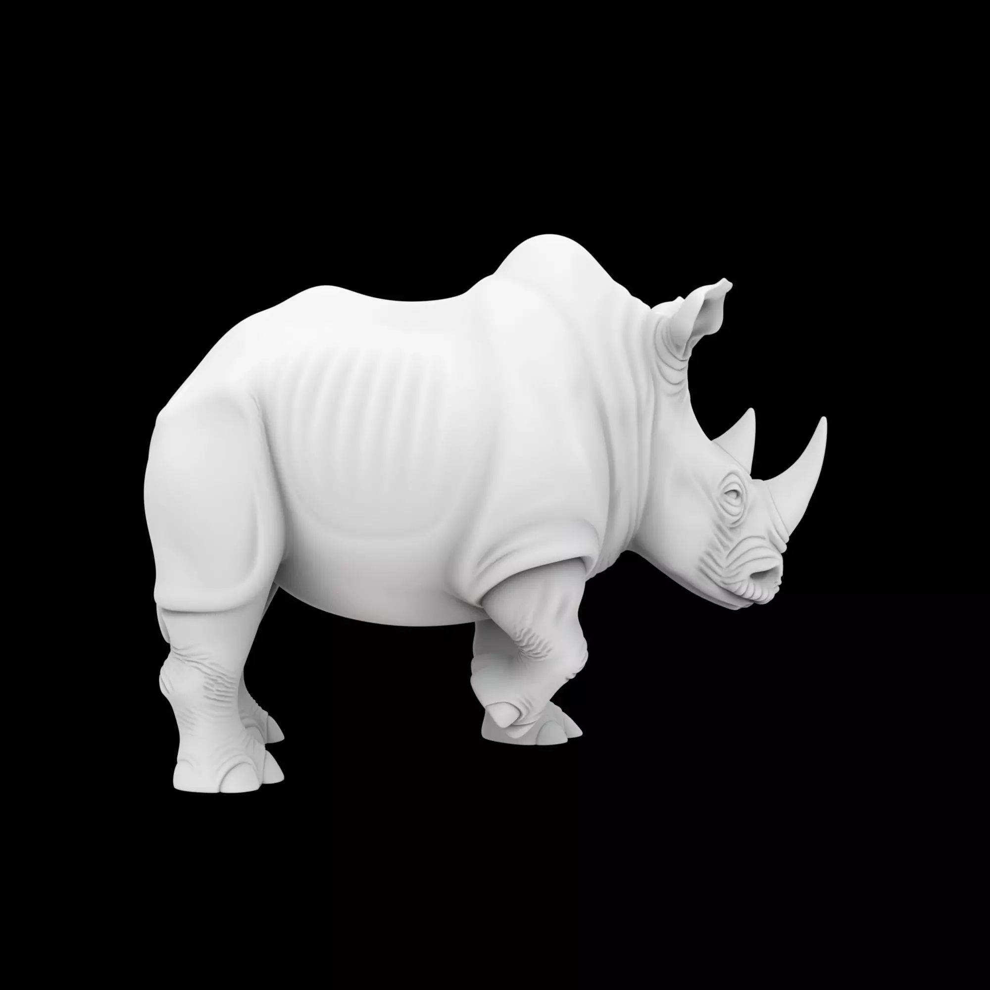 Charging Rhino Sculpture 3D Printable Model 3D print model_5
