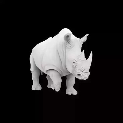 Charging Rhino Sculpture 3D Printable Model
