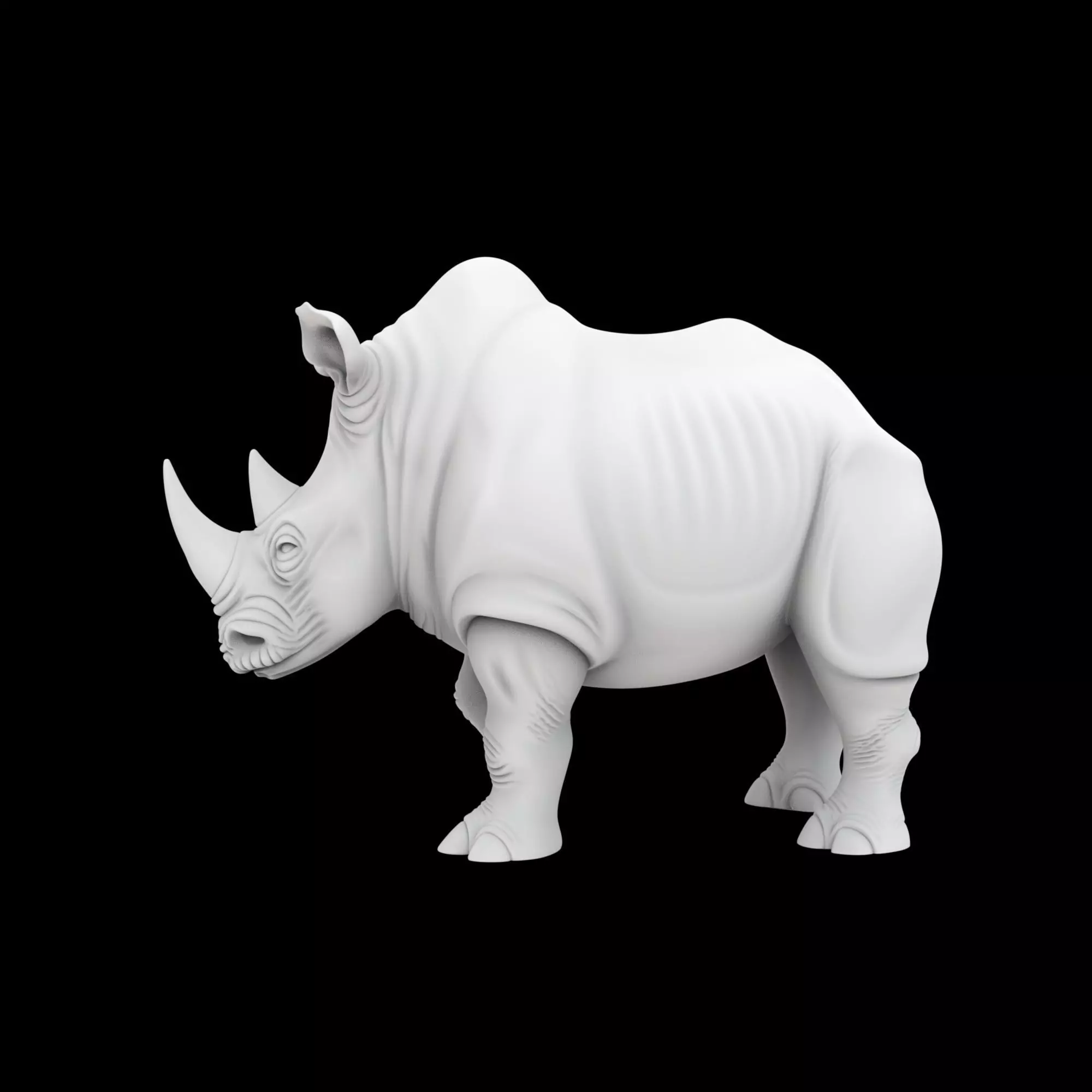 Charging Rhino Sculpture 3D Printable Model 3D print model_2