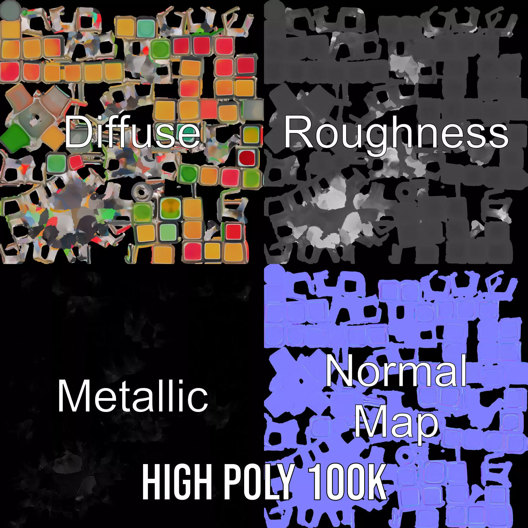 Colorful Cube Puzzle model pack Low-poly 3D model_3