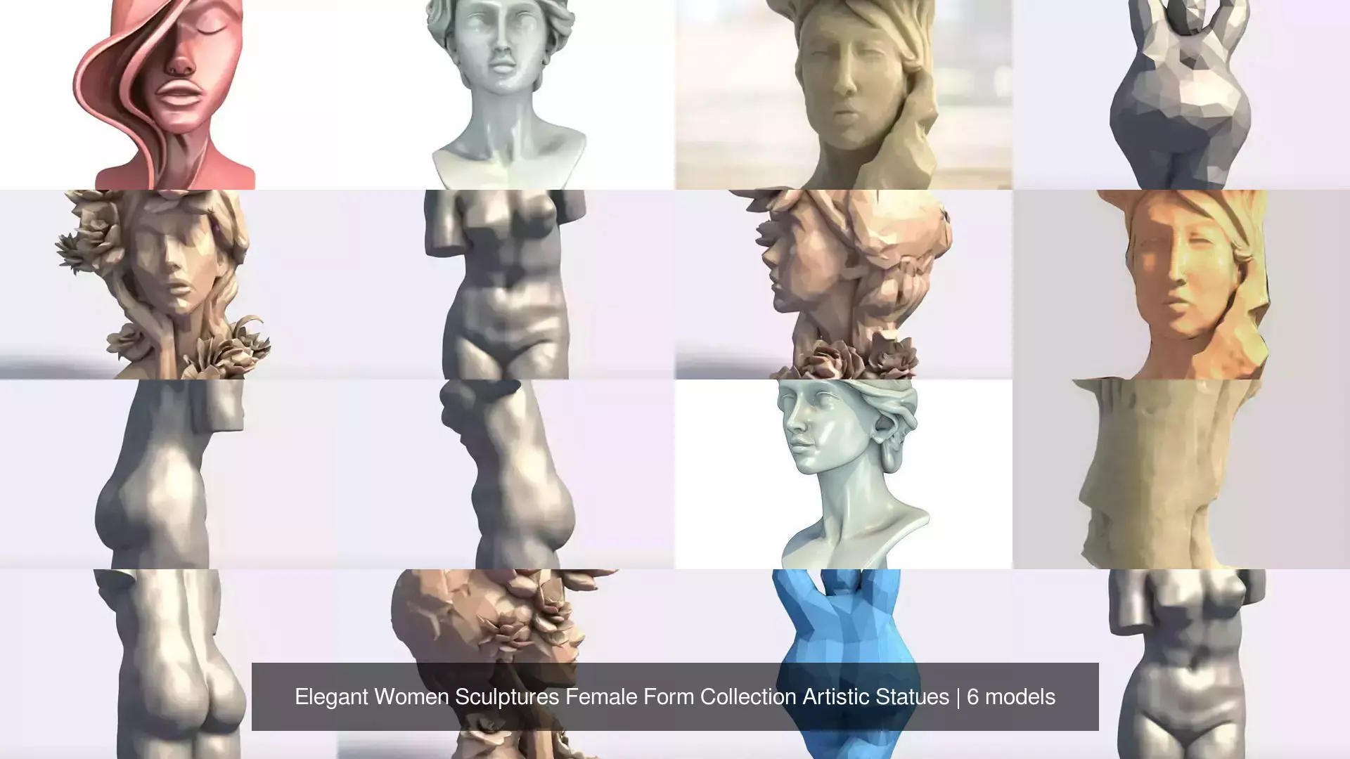 Elegant Women Sculptures Female Form Collection Artistic Statues _0