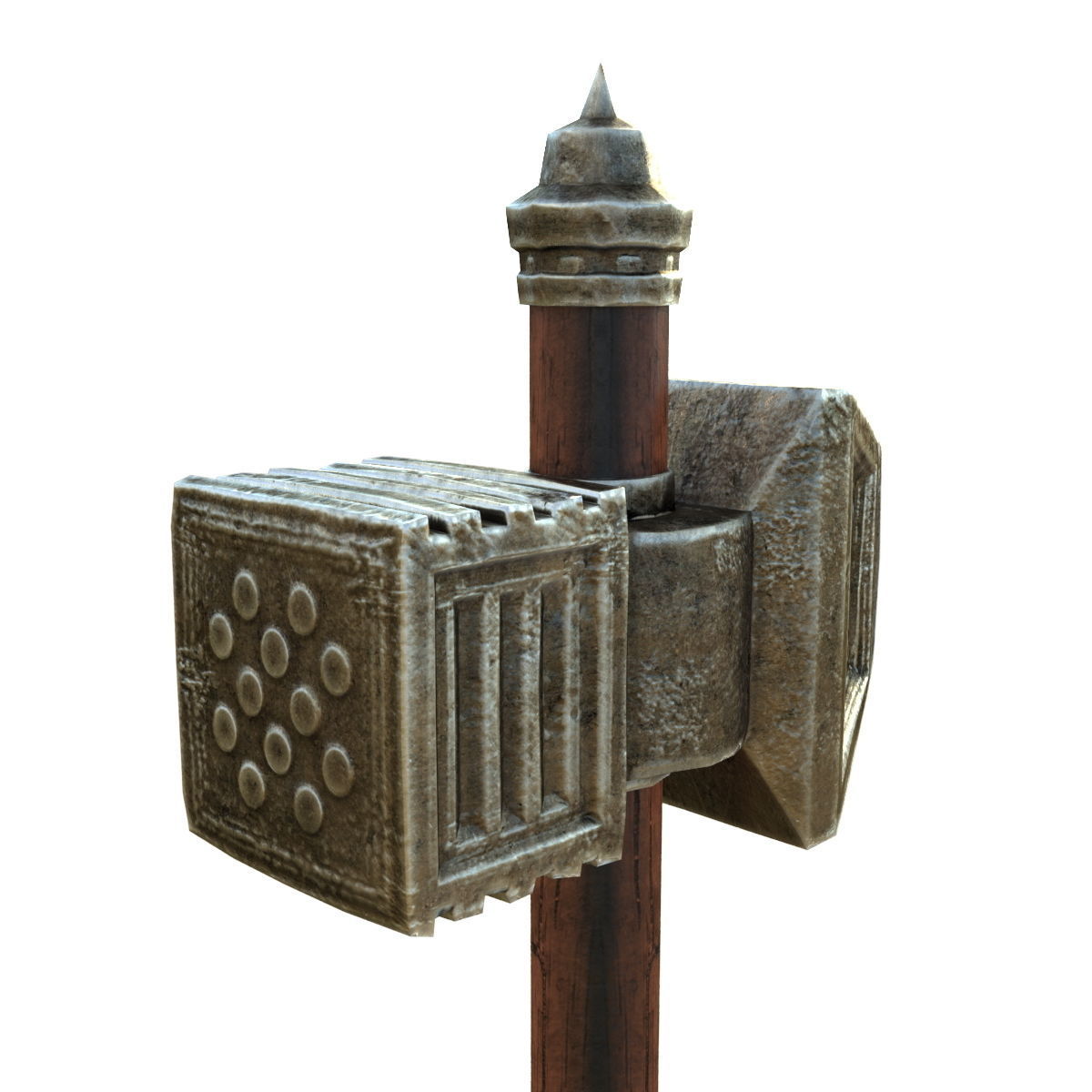 Old Battle Hammer Low-poly 3D model_2
