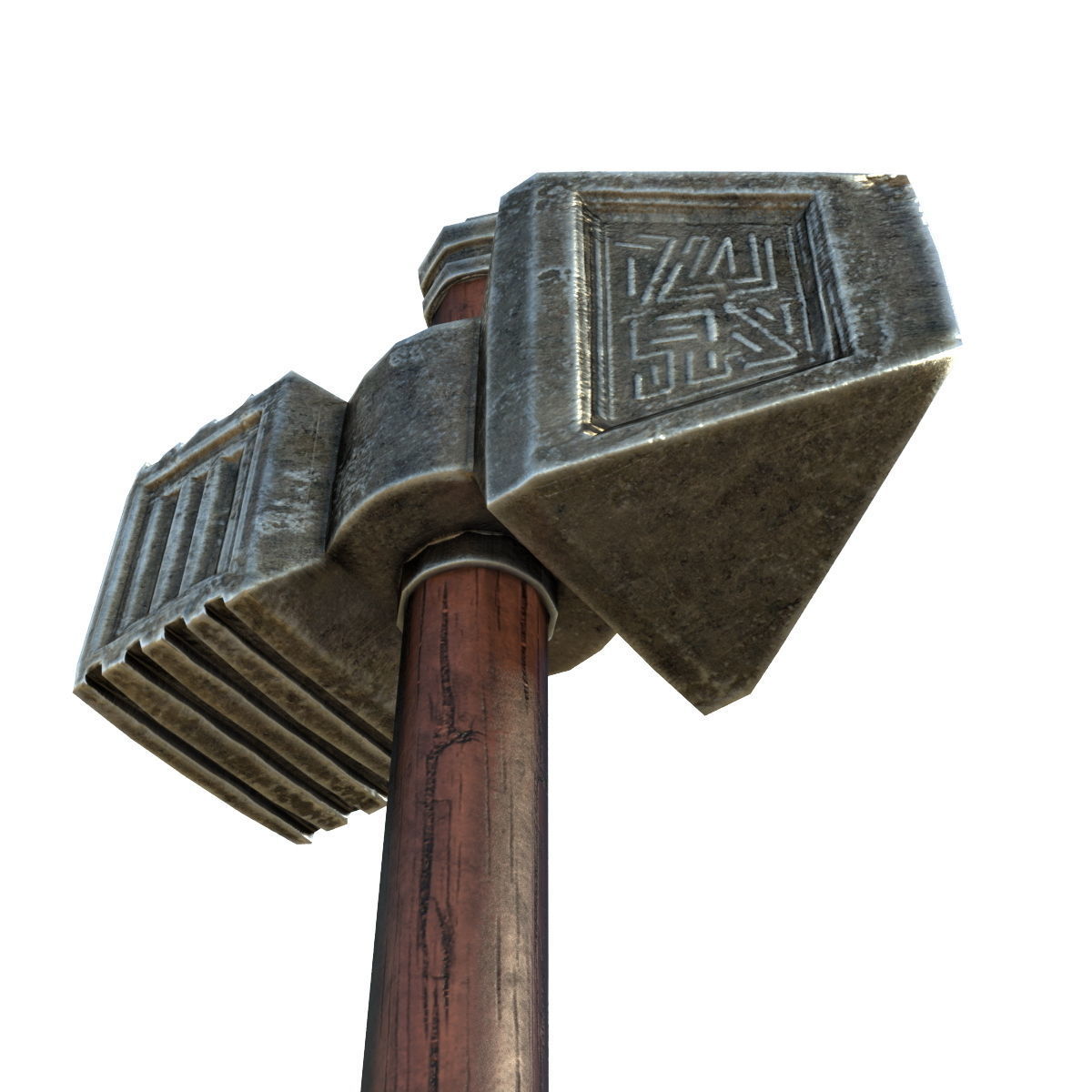 Old Battle Hammer Low-poly 3D model_4