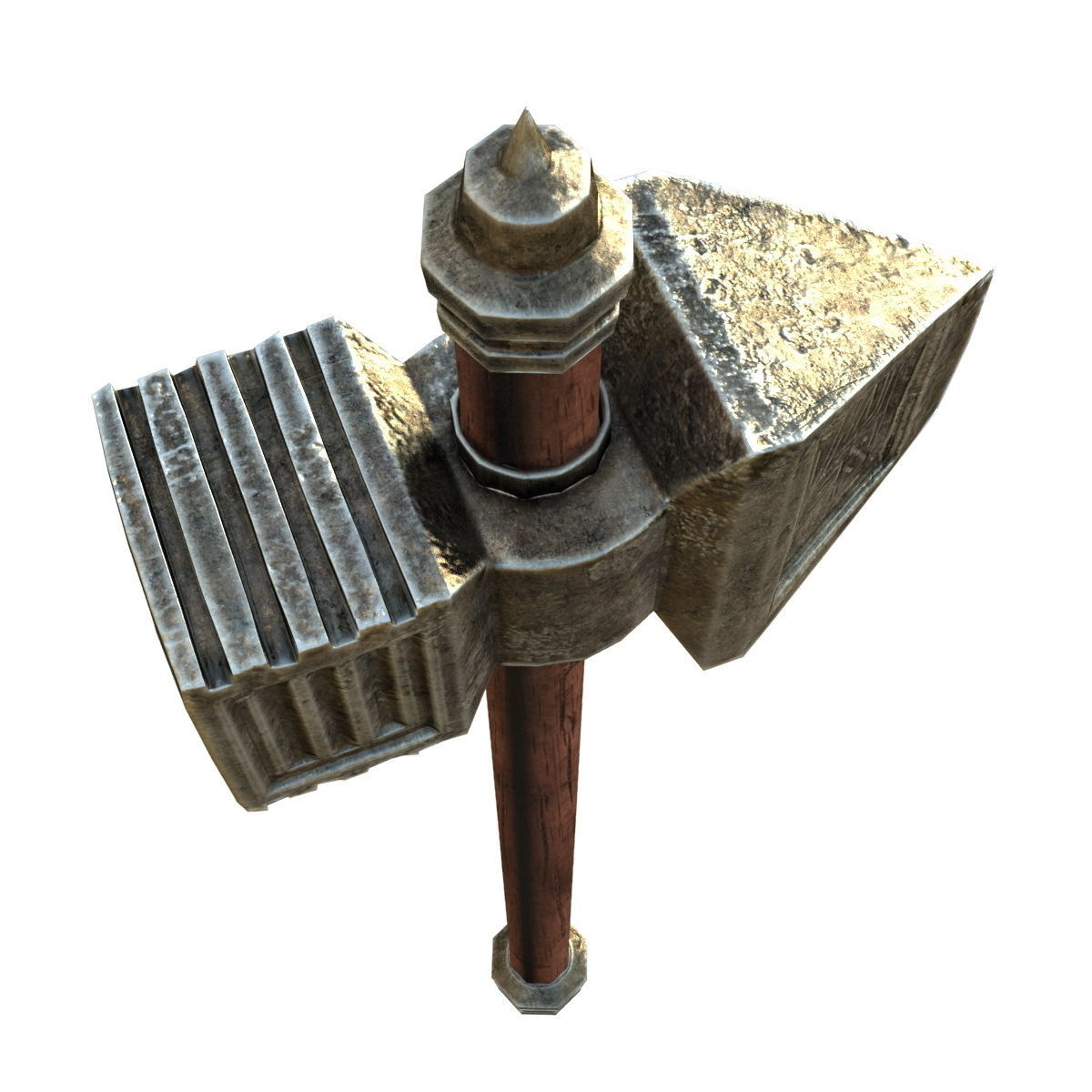 Old Battle Hammer Low-poly 3D model_3