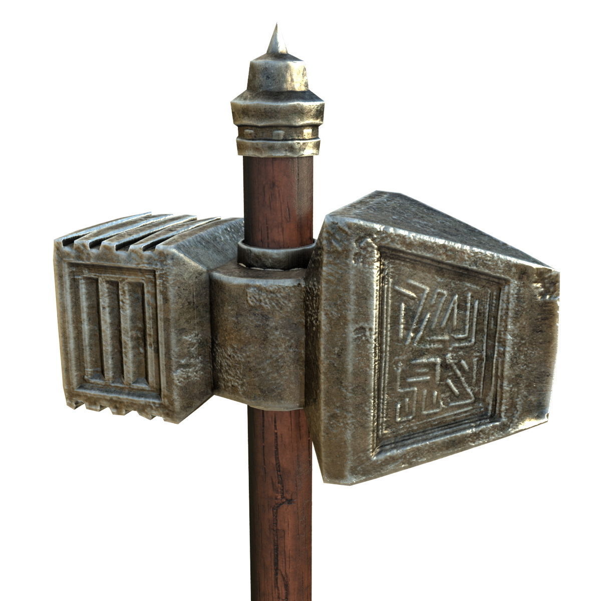 Old Battle Hammer Low-poly 3D model_1