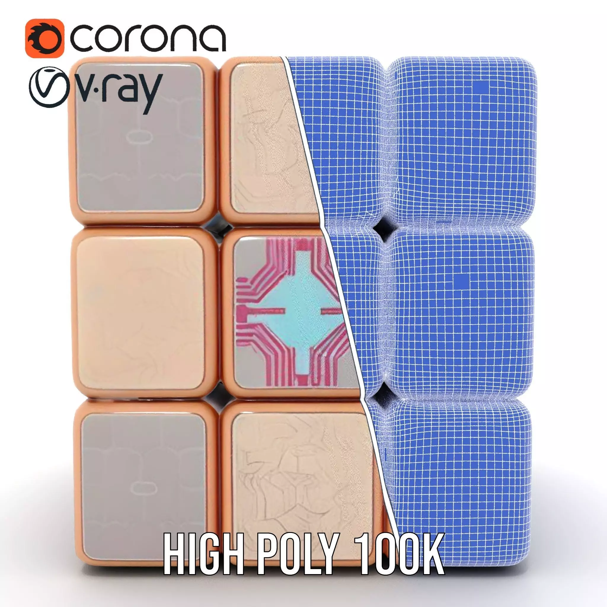 Elegant Gold Cube model pack Low-poly 3D model_35