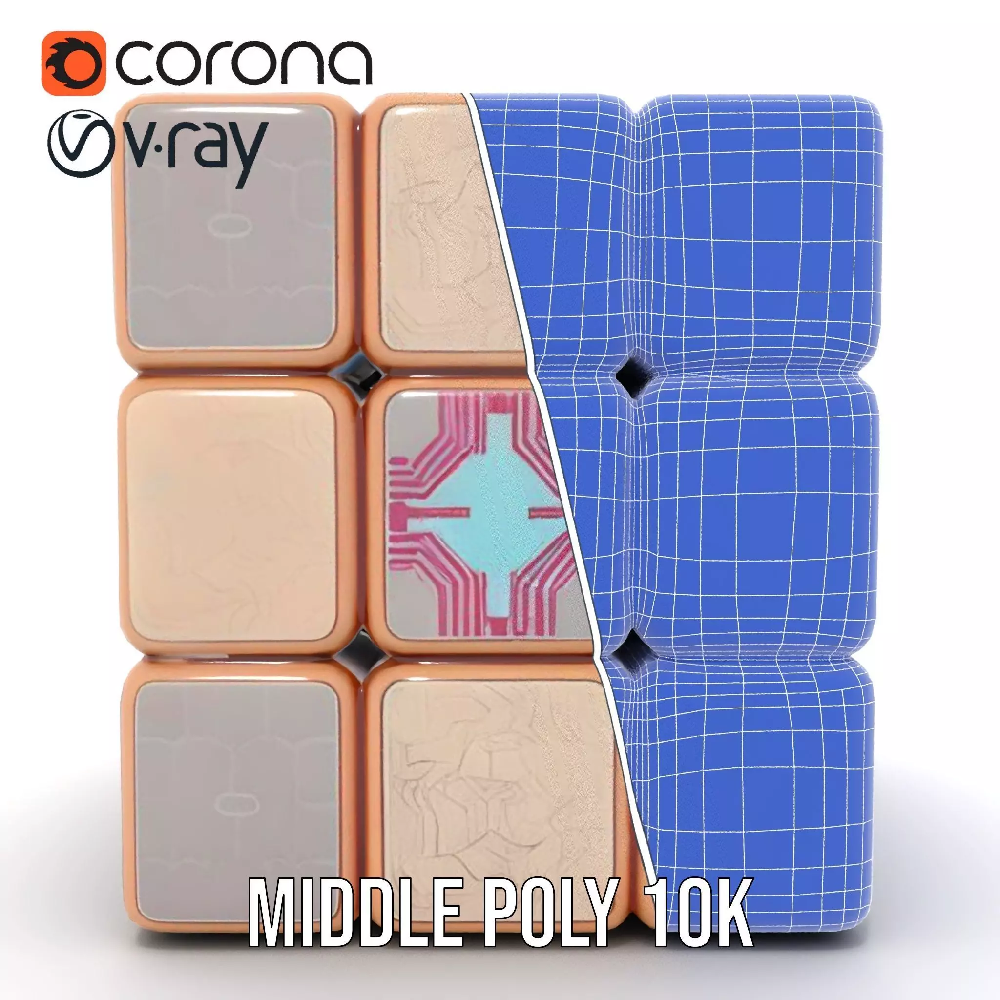 Elegant Gold Cube model pack Low-poly 3D model_25