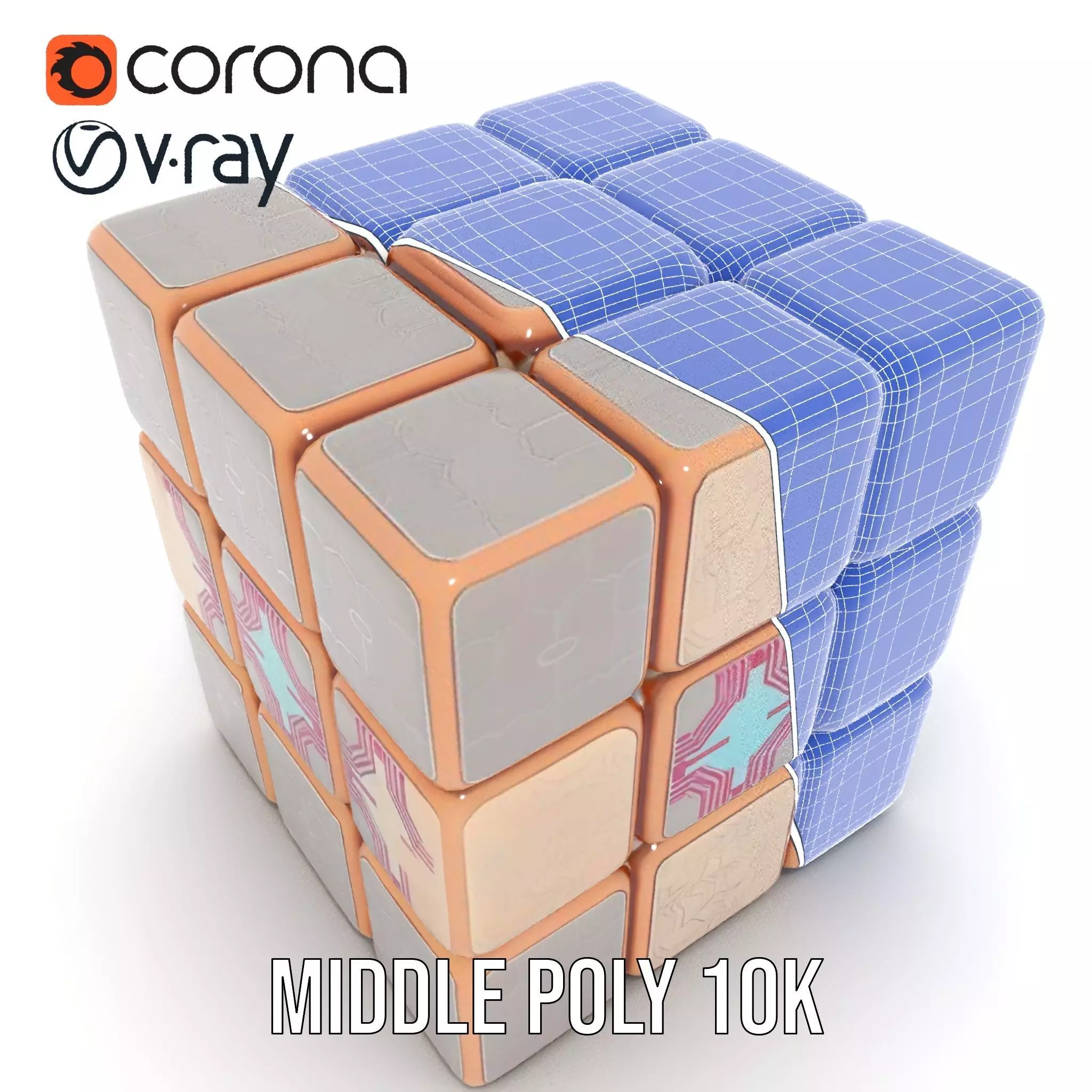 Elegant Gold Cube model pack Low-poly 3D model_28