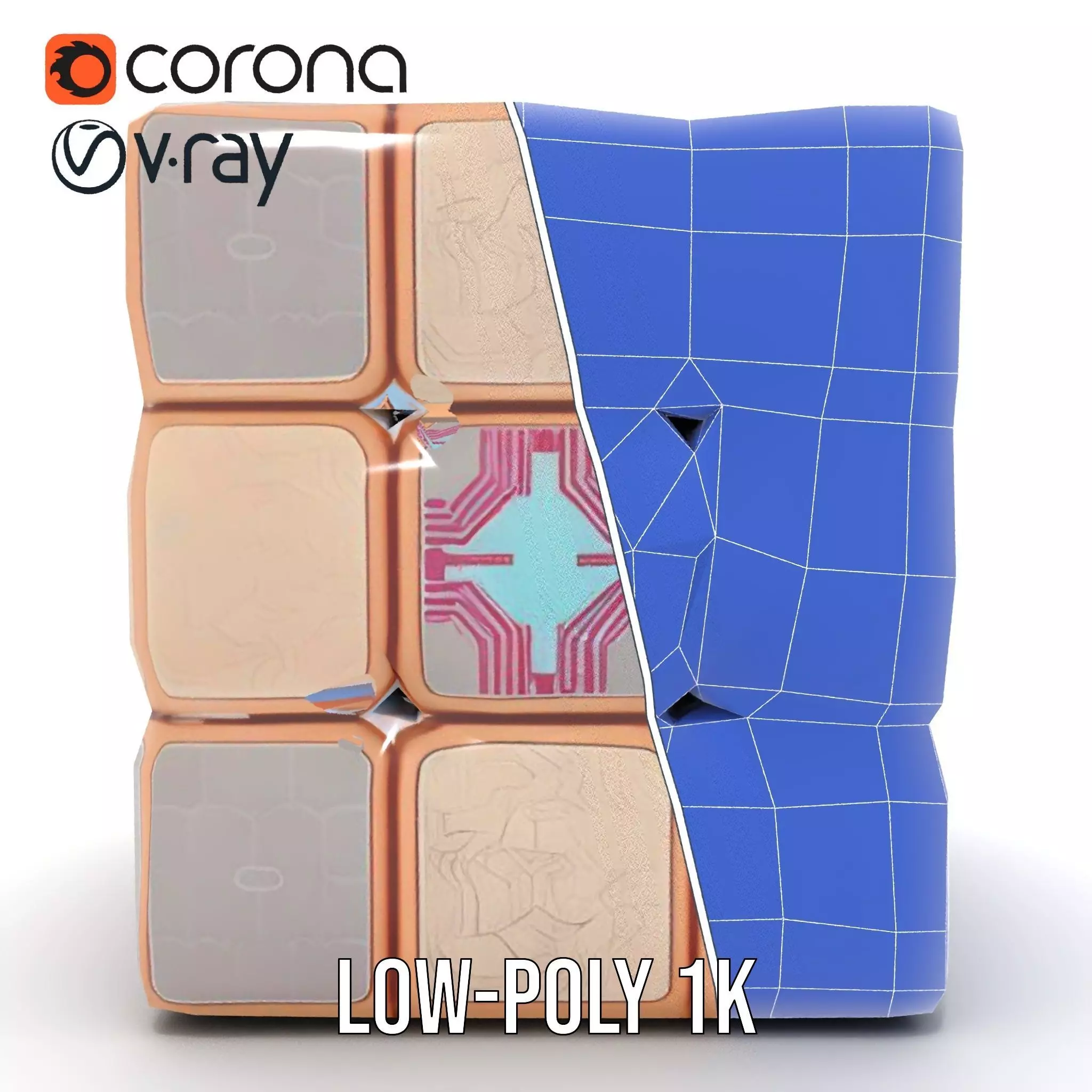 Elegant Gold Cube model pack Low-poly 3D model_32