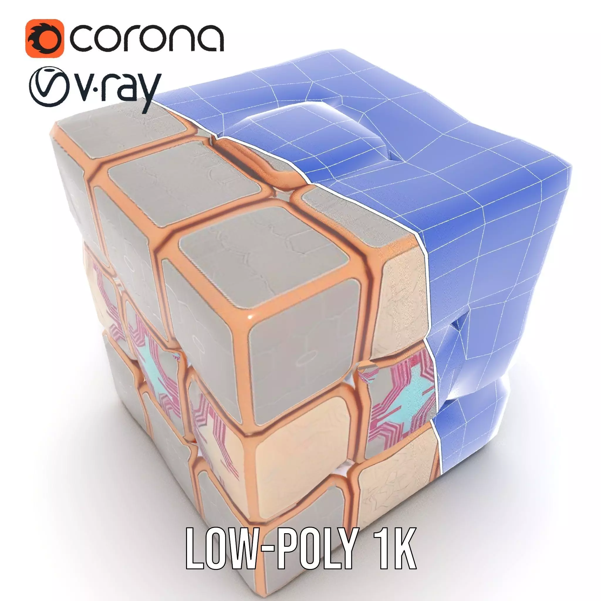 Elegant Gold Cube model pack Low-poly 3D model_15