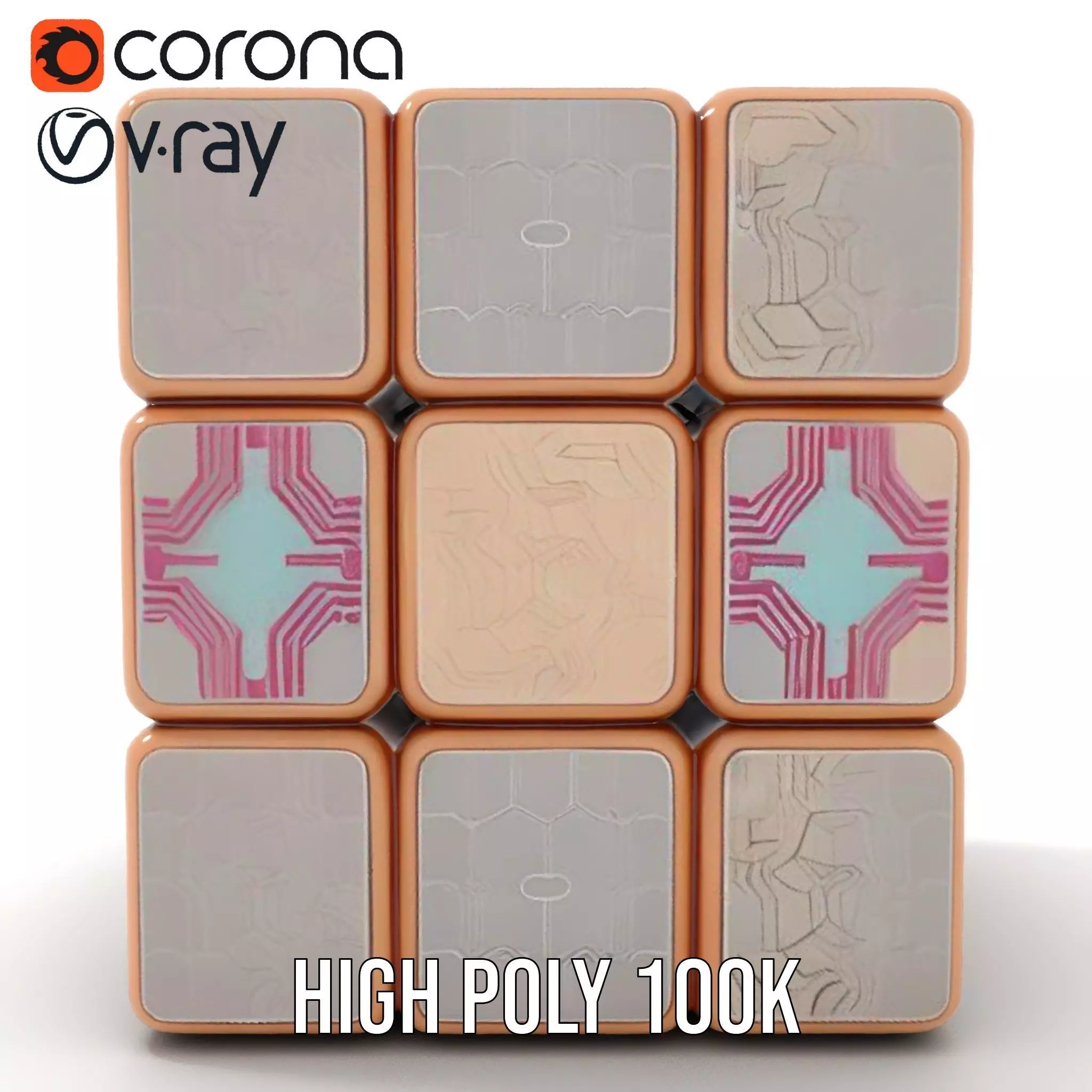 Elegant Gold Cube model pack Low-poly 3D model_27