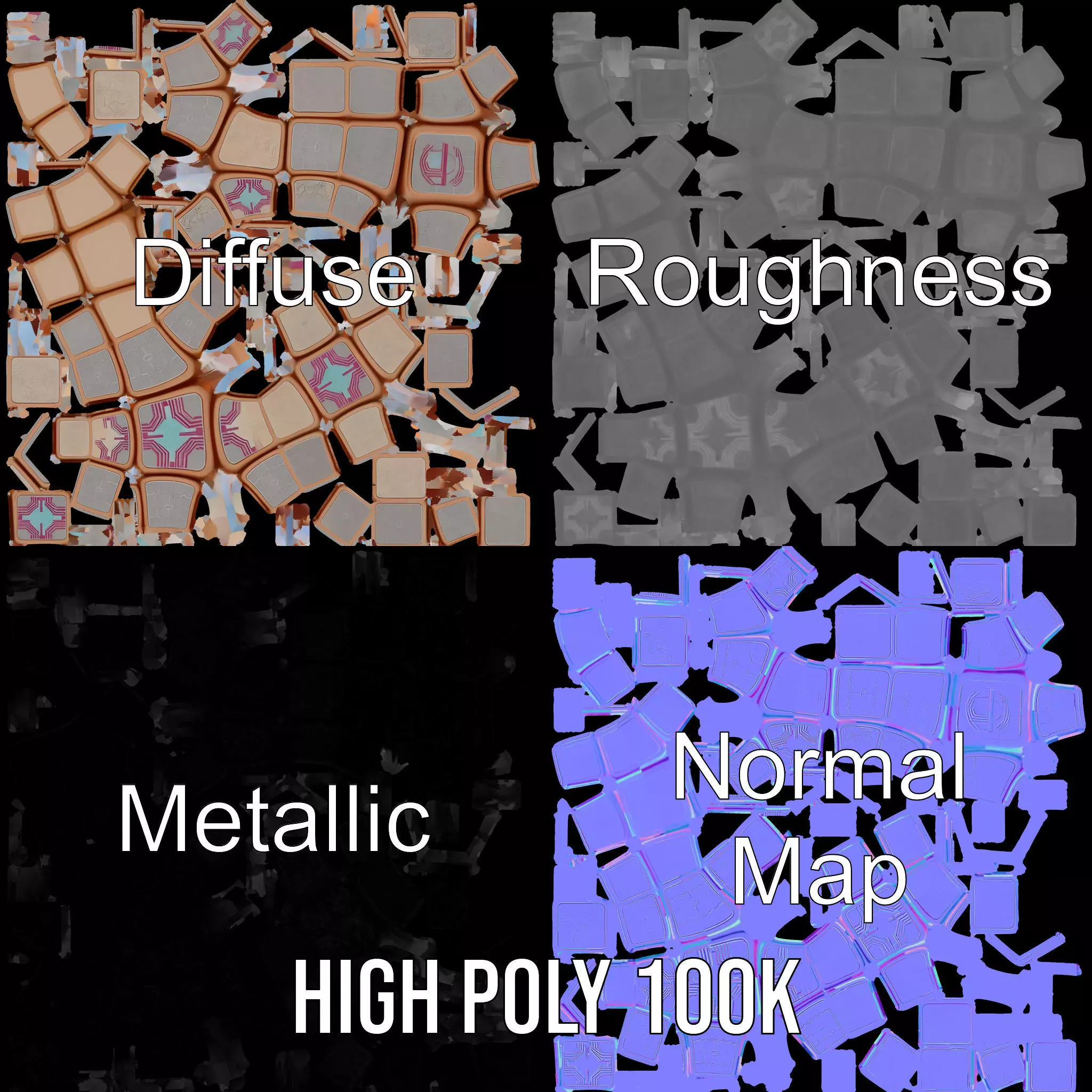 Elegant Gold Cube model pack Low-poly 3D model_4