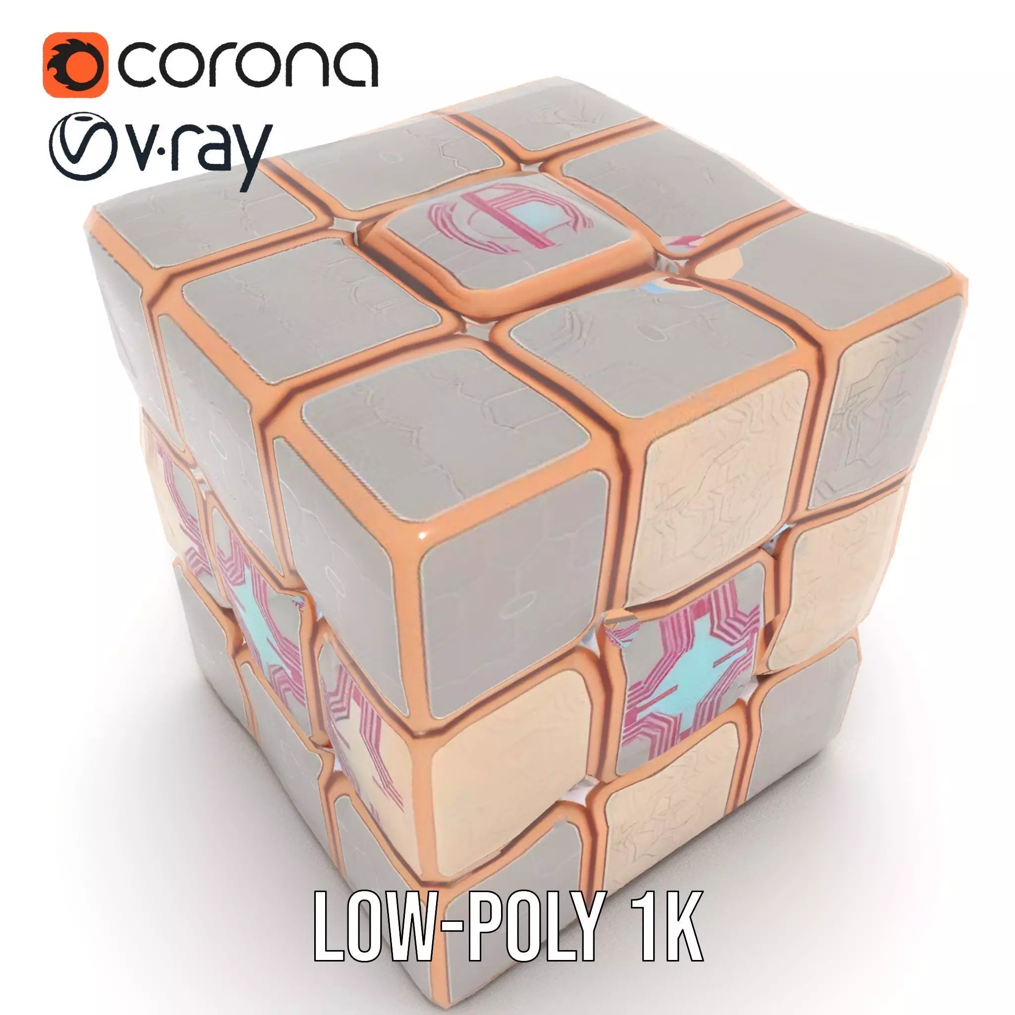 Elegant Gold Cube model pack Low-poly 3D model_26