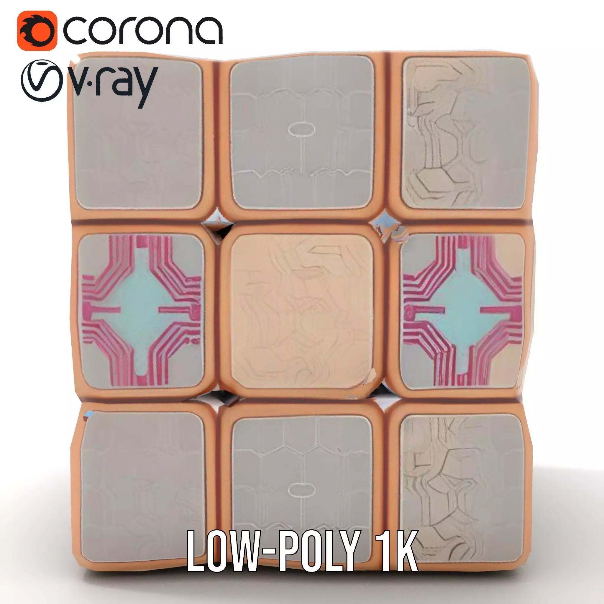 Elegant Gold Cube model pack Low-poly 3D model_18