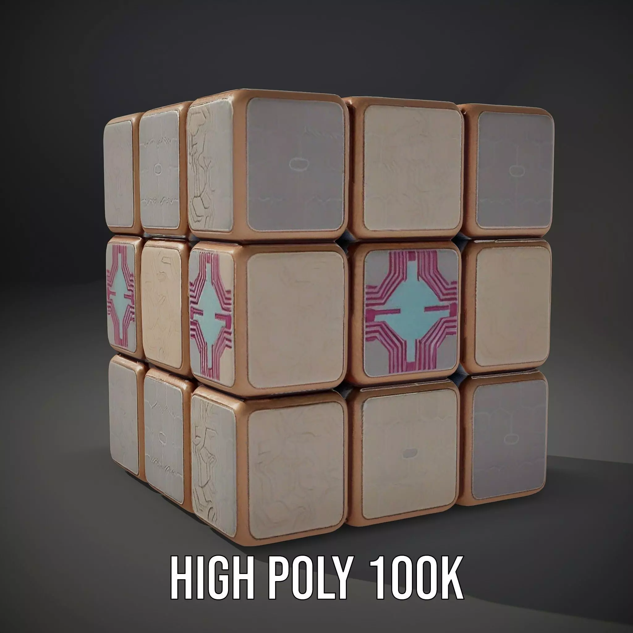 Elegant Gold Cube model pack Low-poly 3D model_9