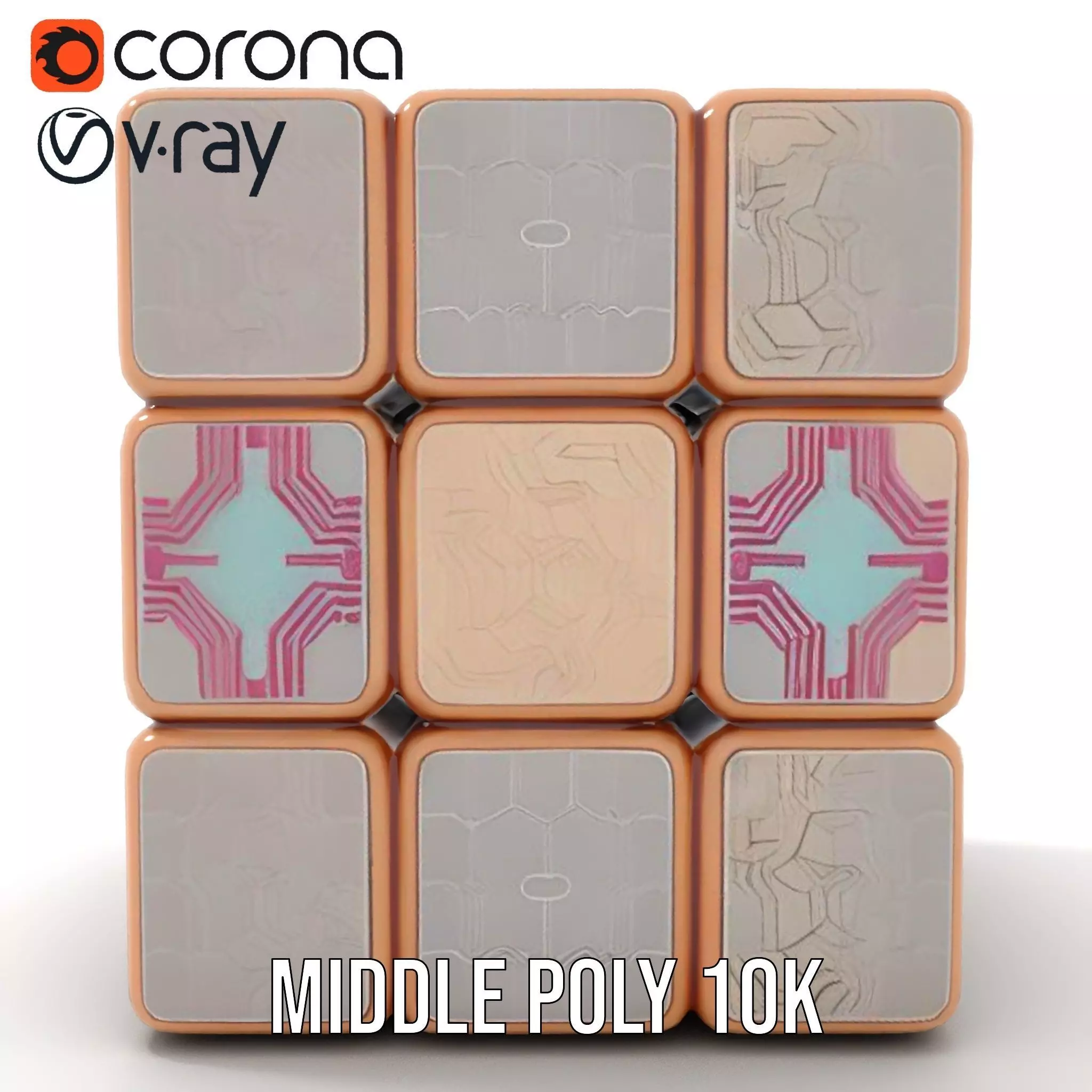 Elegant Gold Cube model pack Low-poly 3D model_17