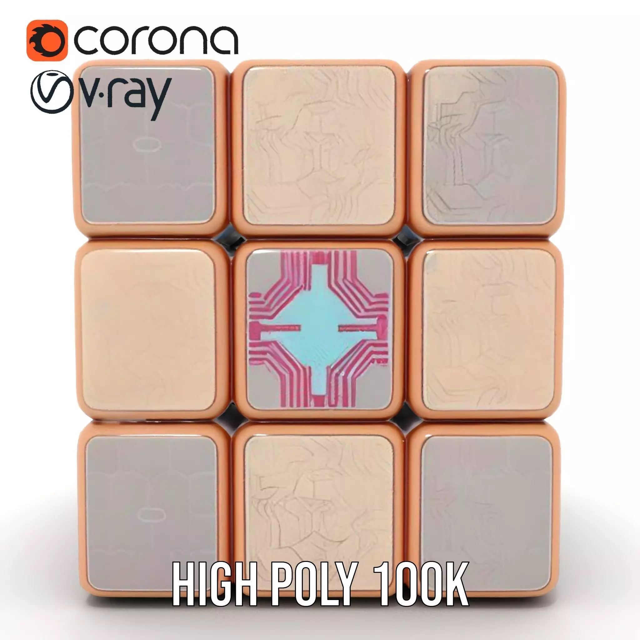 Elegant Gold Cube model pack Low-poly 3D model_33