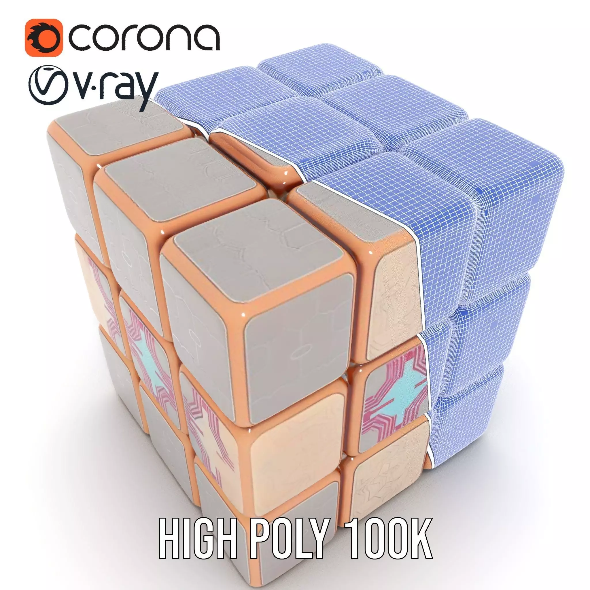 Elegant Gold Cube model pack Low-poly 3D model_30