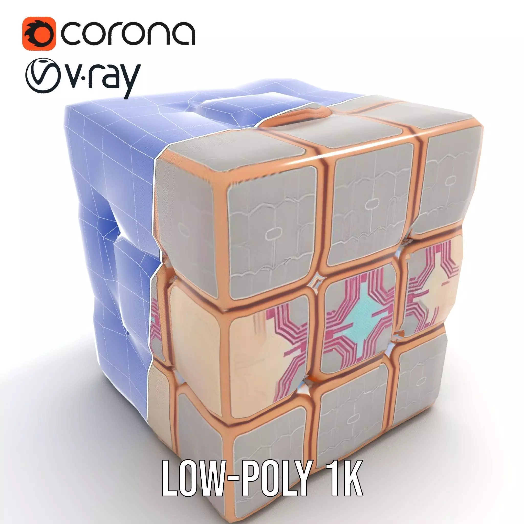 Elegant Gold Cube model pack Low-poly 3D model_21