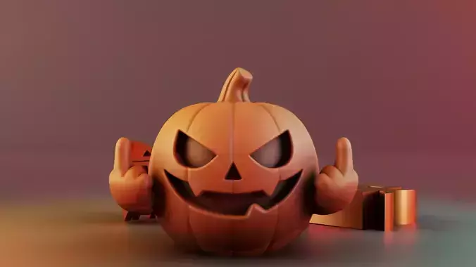 Middle Finger Halloween  Pumpkin 3D print model