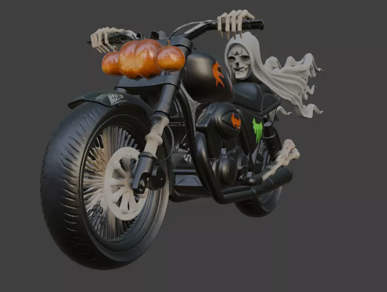 Halloween Motorbike 3D Model 3D print model_4