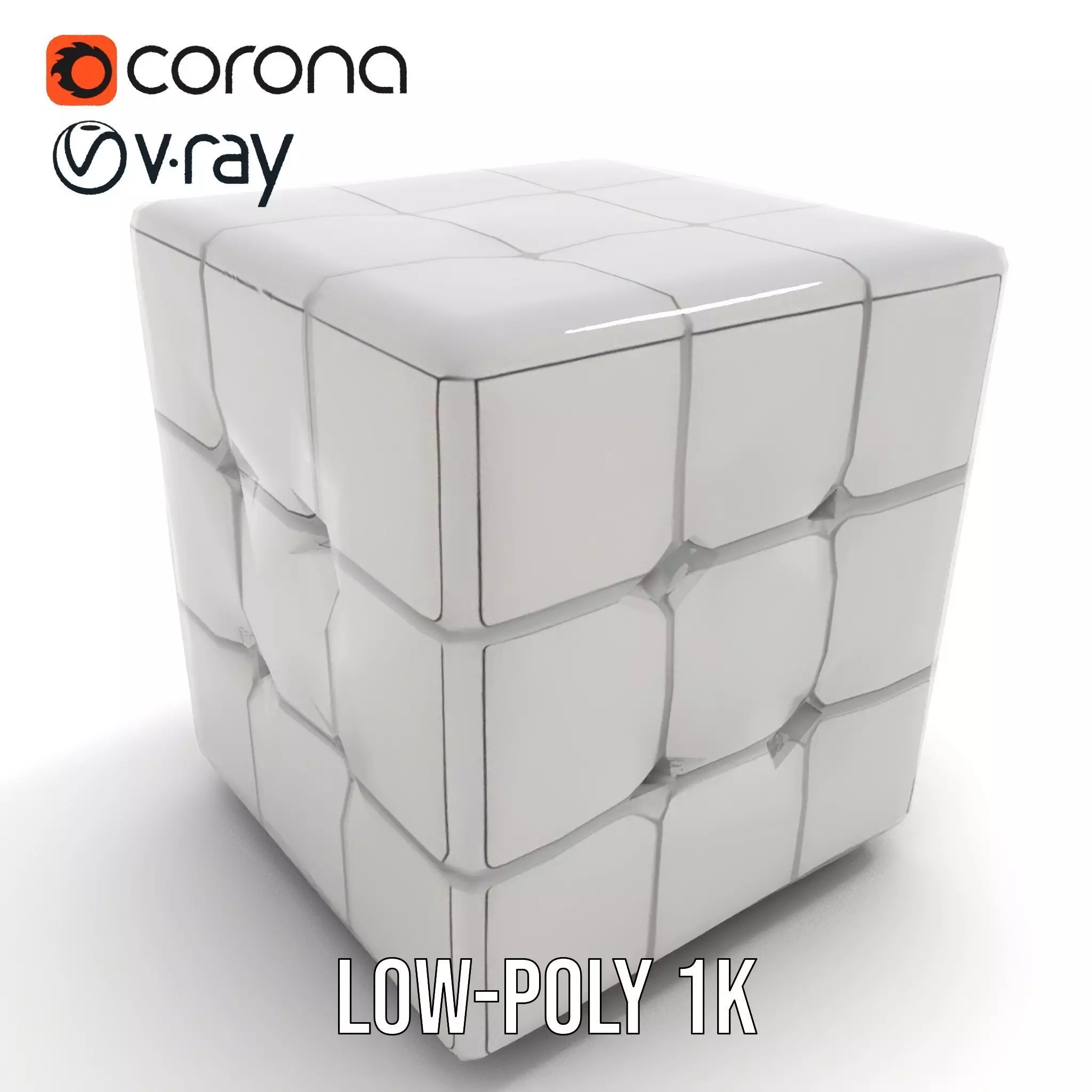 Silver Puzzle Cube model pack Low-poly 3D model_10