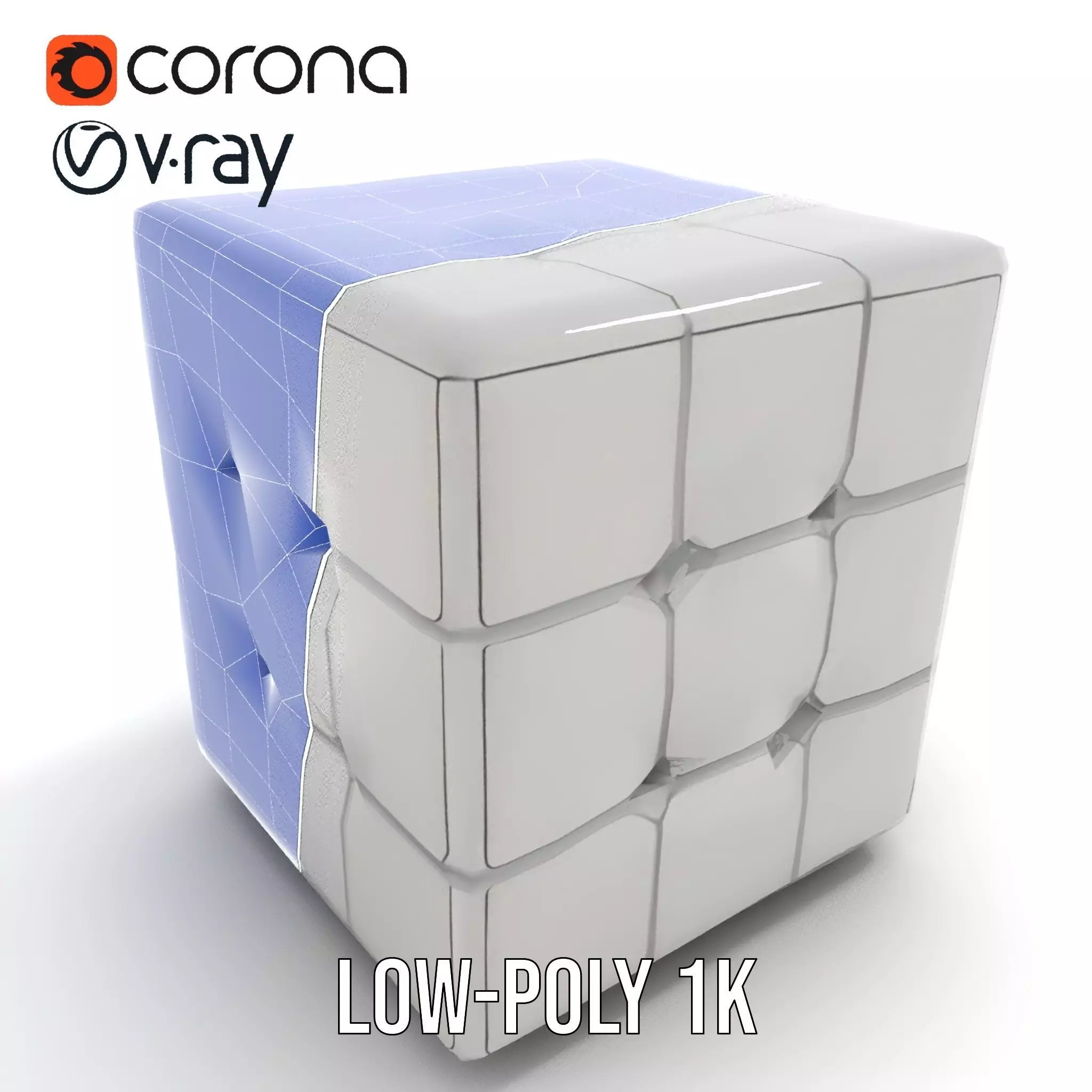 Silver Puzzle Cube model pack Low-poly 3D model_26