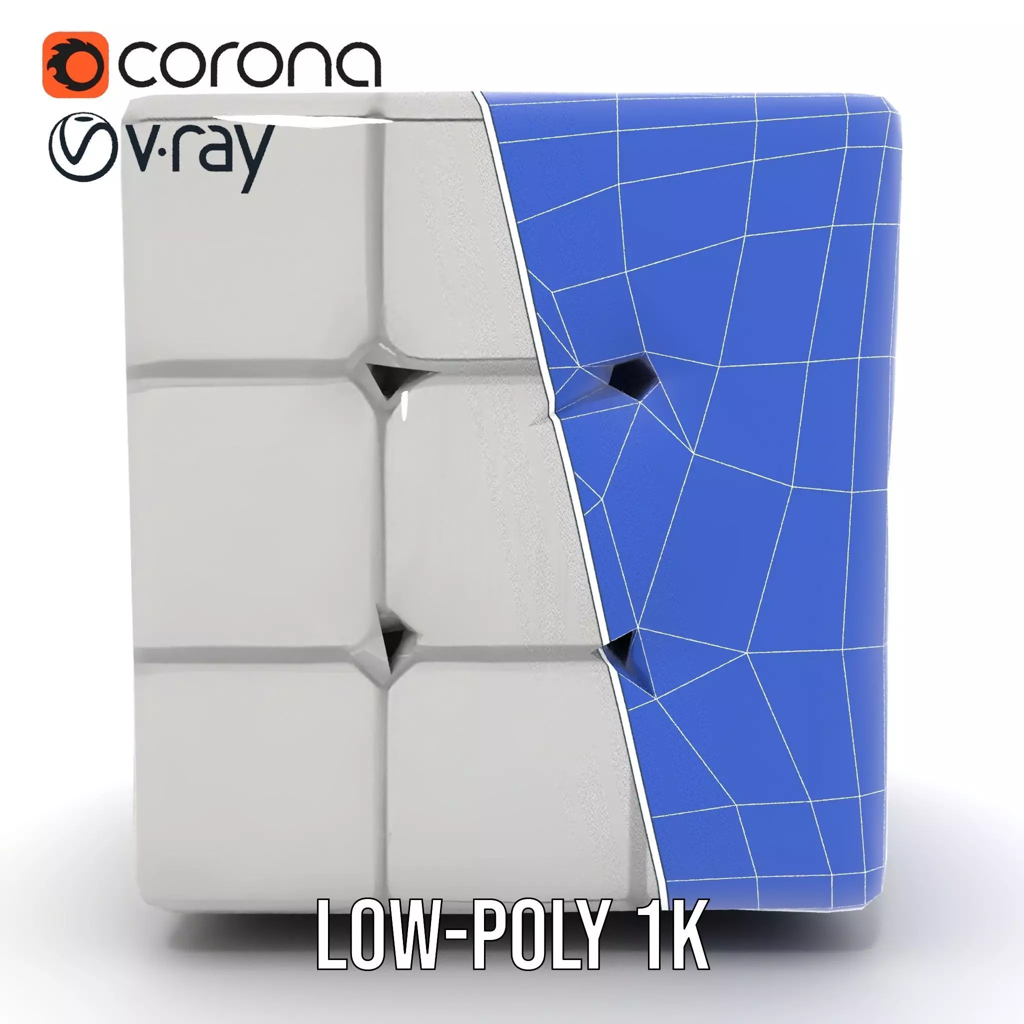 Silver Puzzle Cube model pack Low-poly 3D model_32