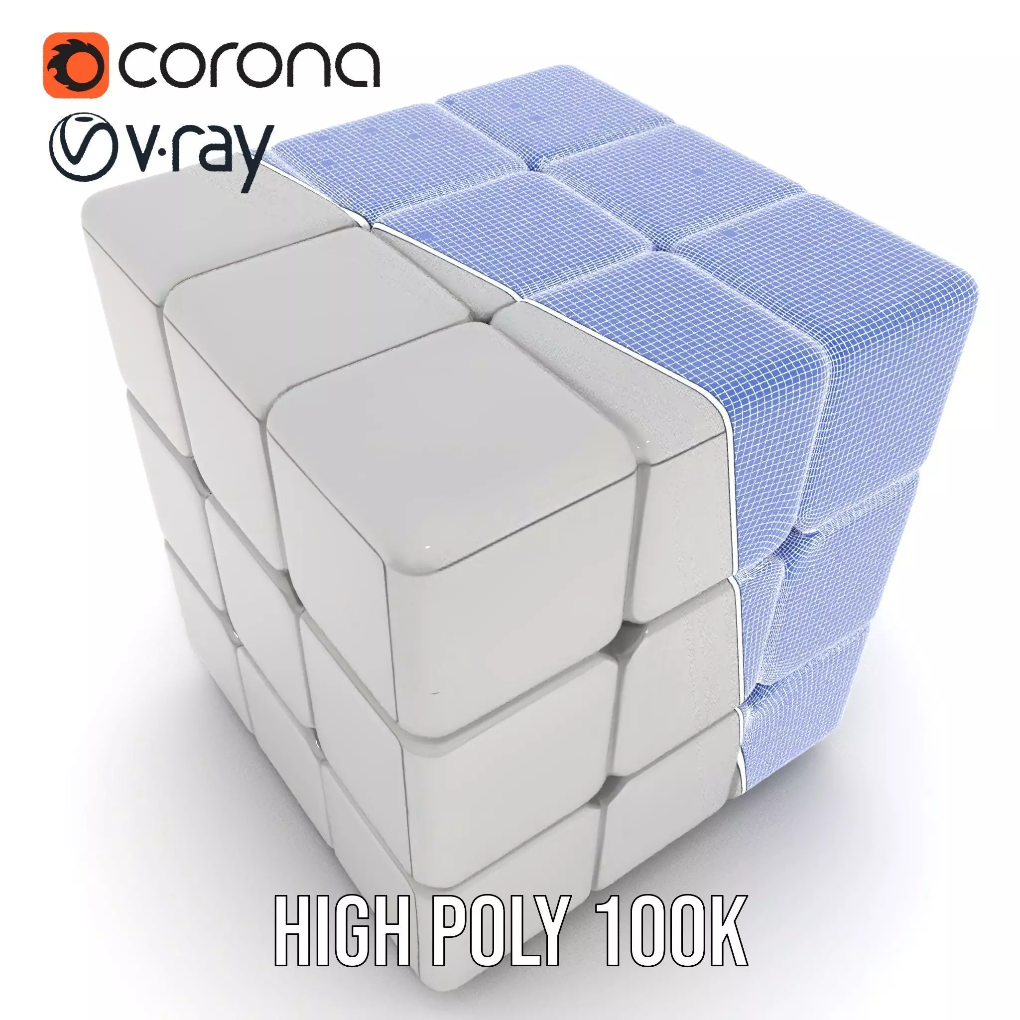 Silver Puzzle Cube model pack Low-poly 3D model_21