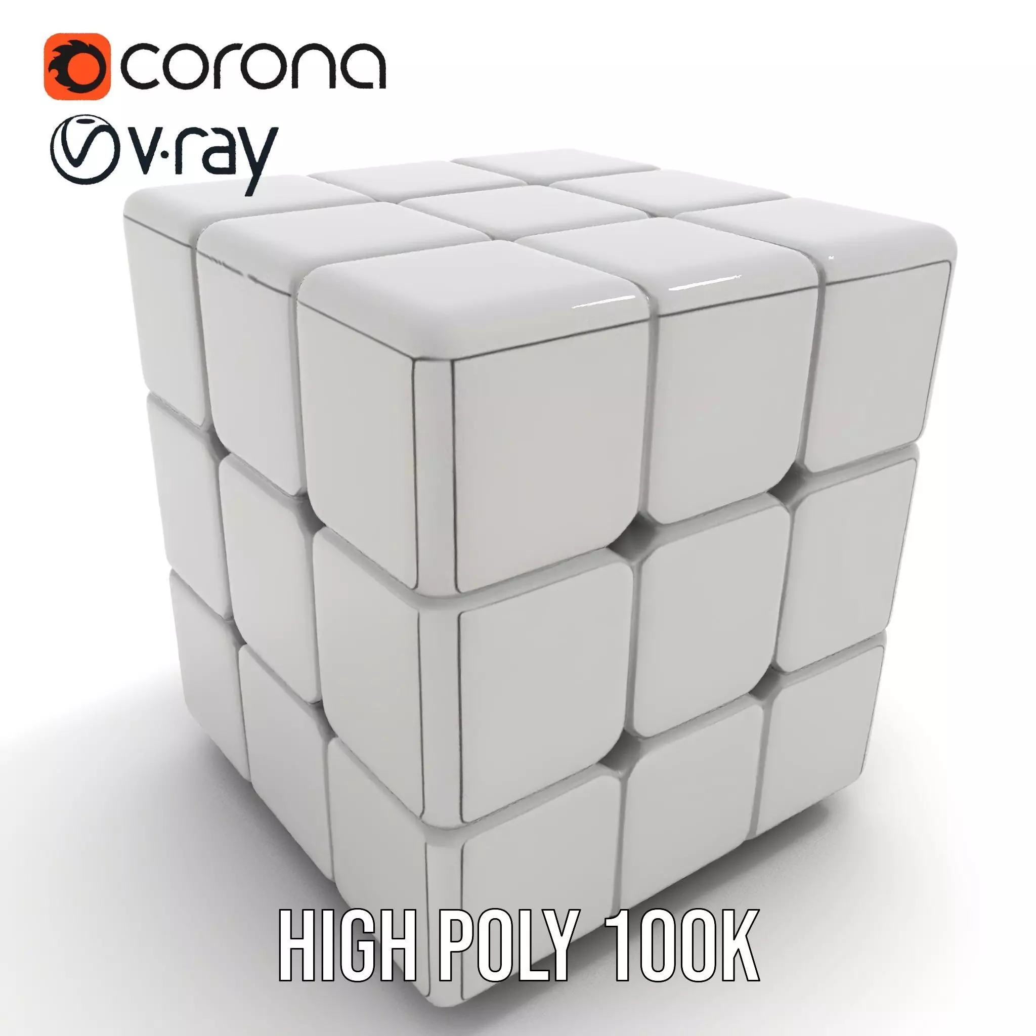 Silver Puzzle Cube model pack Low-poly 3D model_16