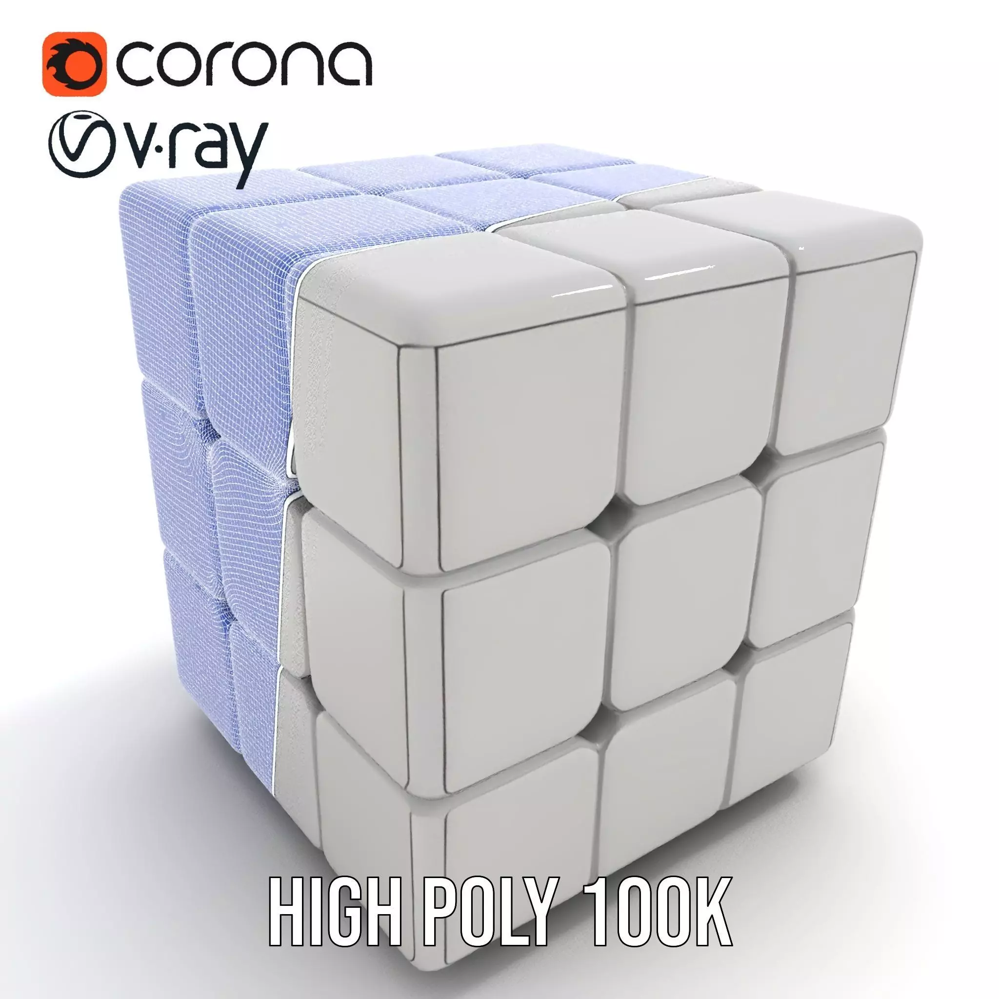 Silver Puzzle Cube model pack Low-poly 3D model_34