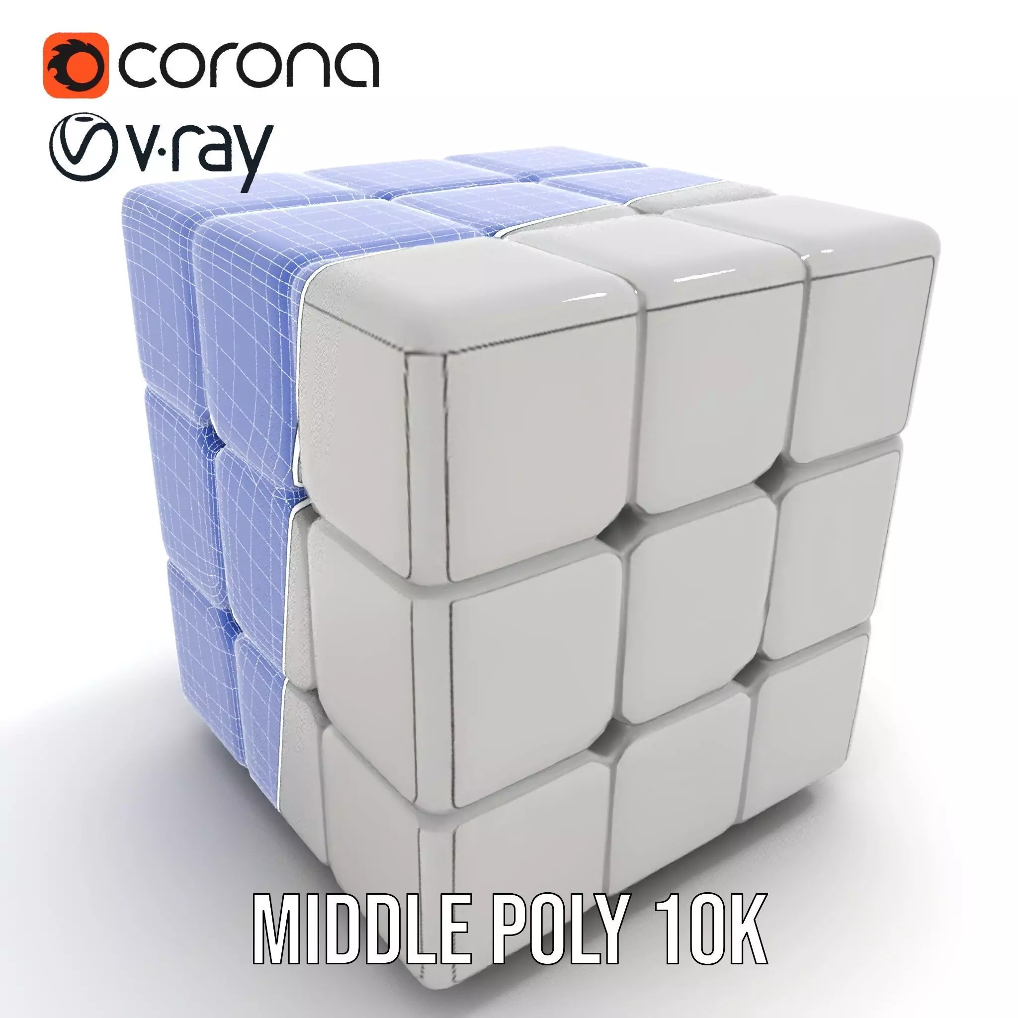 Silver Puzzle Cube model pack Low-poly 3D model_7