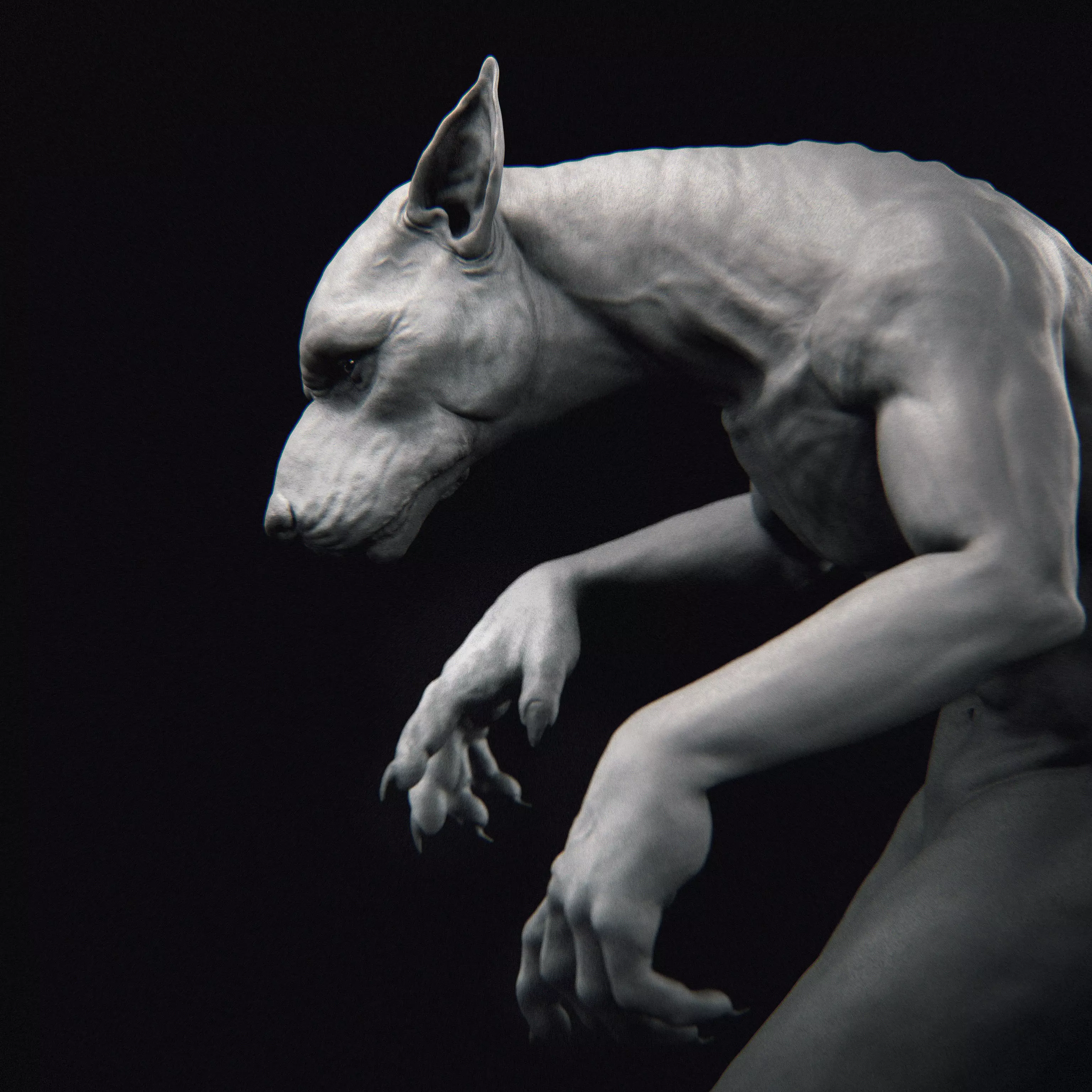Werewolf 3D Print Statue 3D print model_0