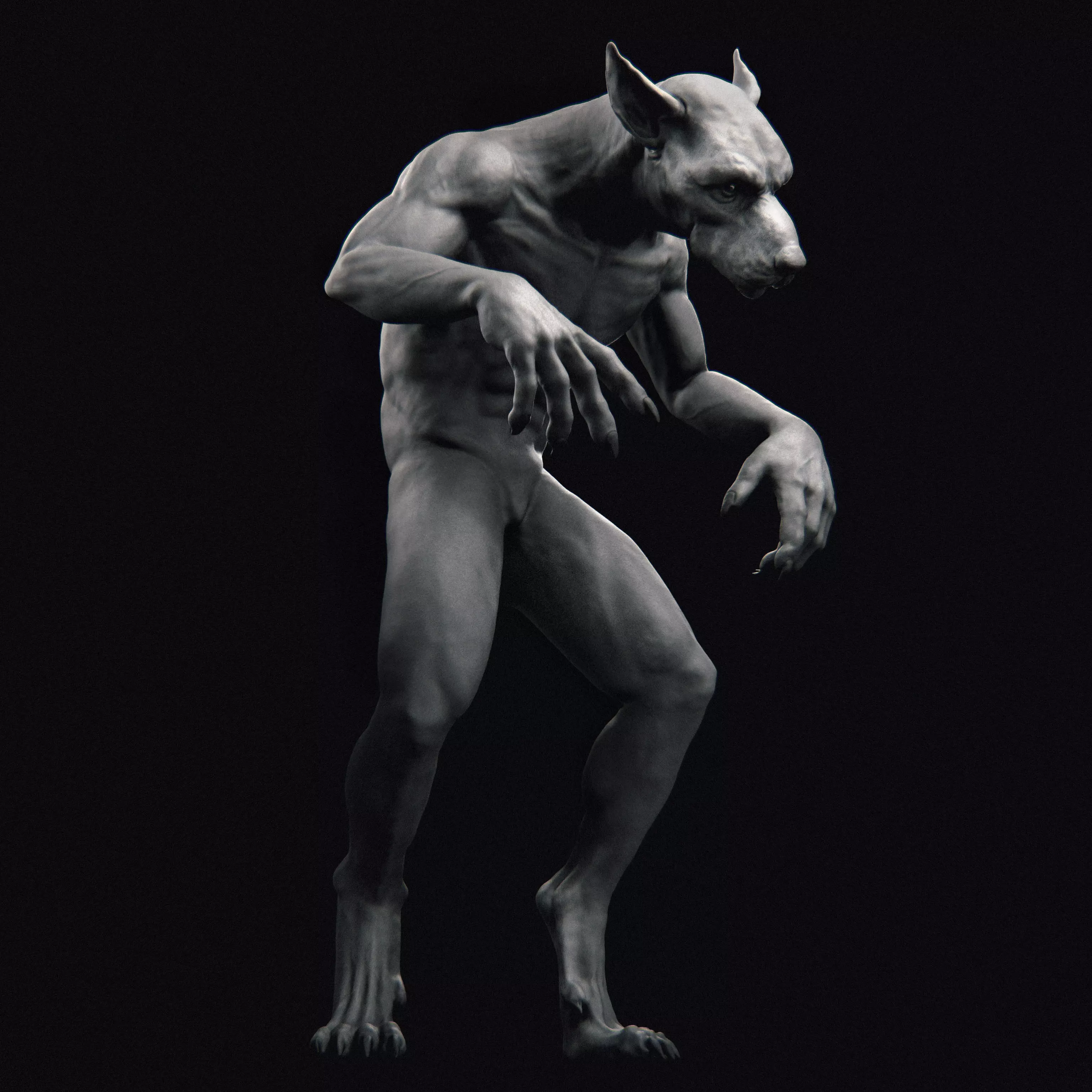 Werewolf 3D Print Statue 3D print model_2