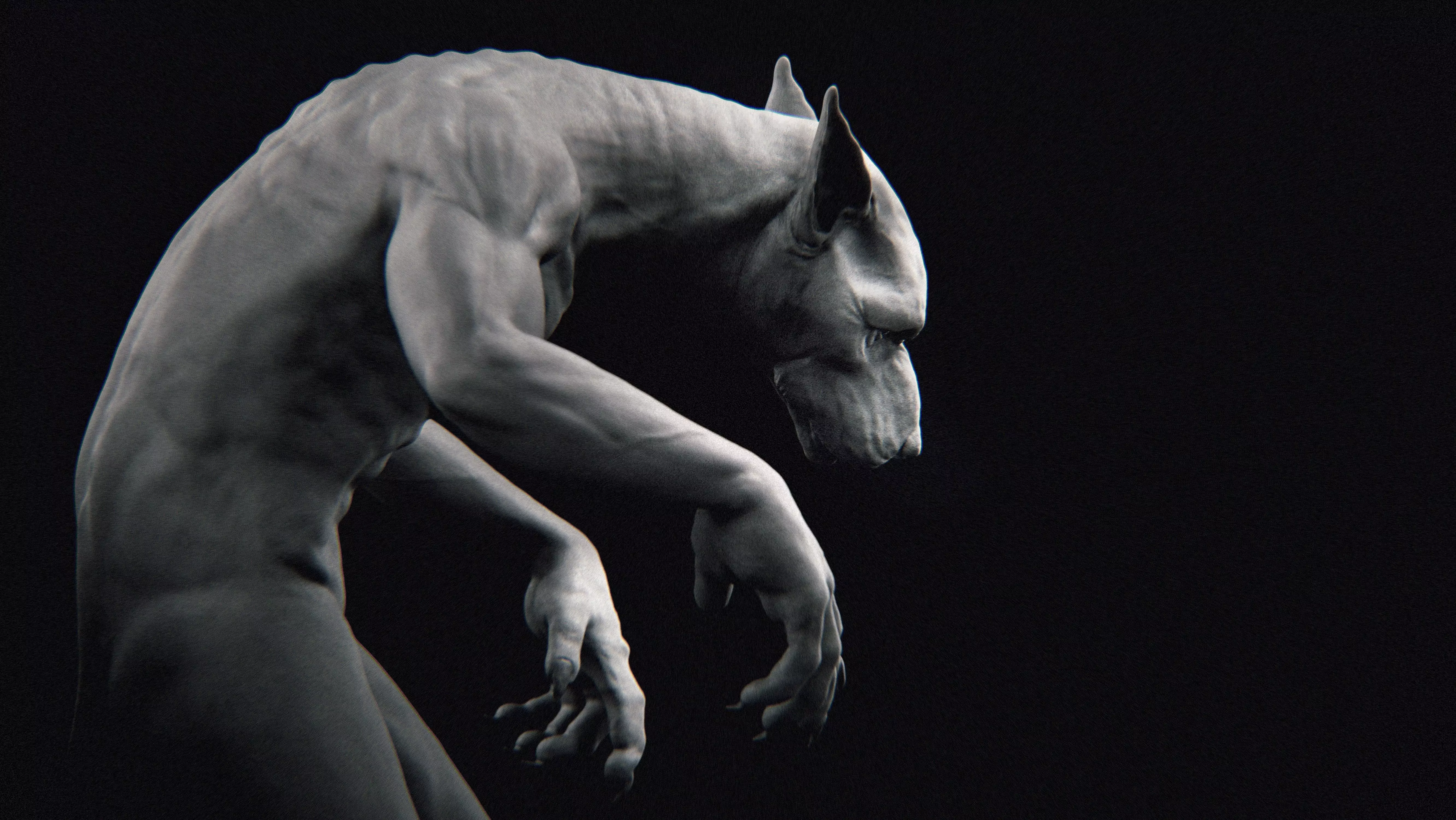 Werewolf 3D Print Statue 3D print model_5