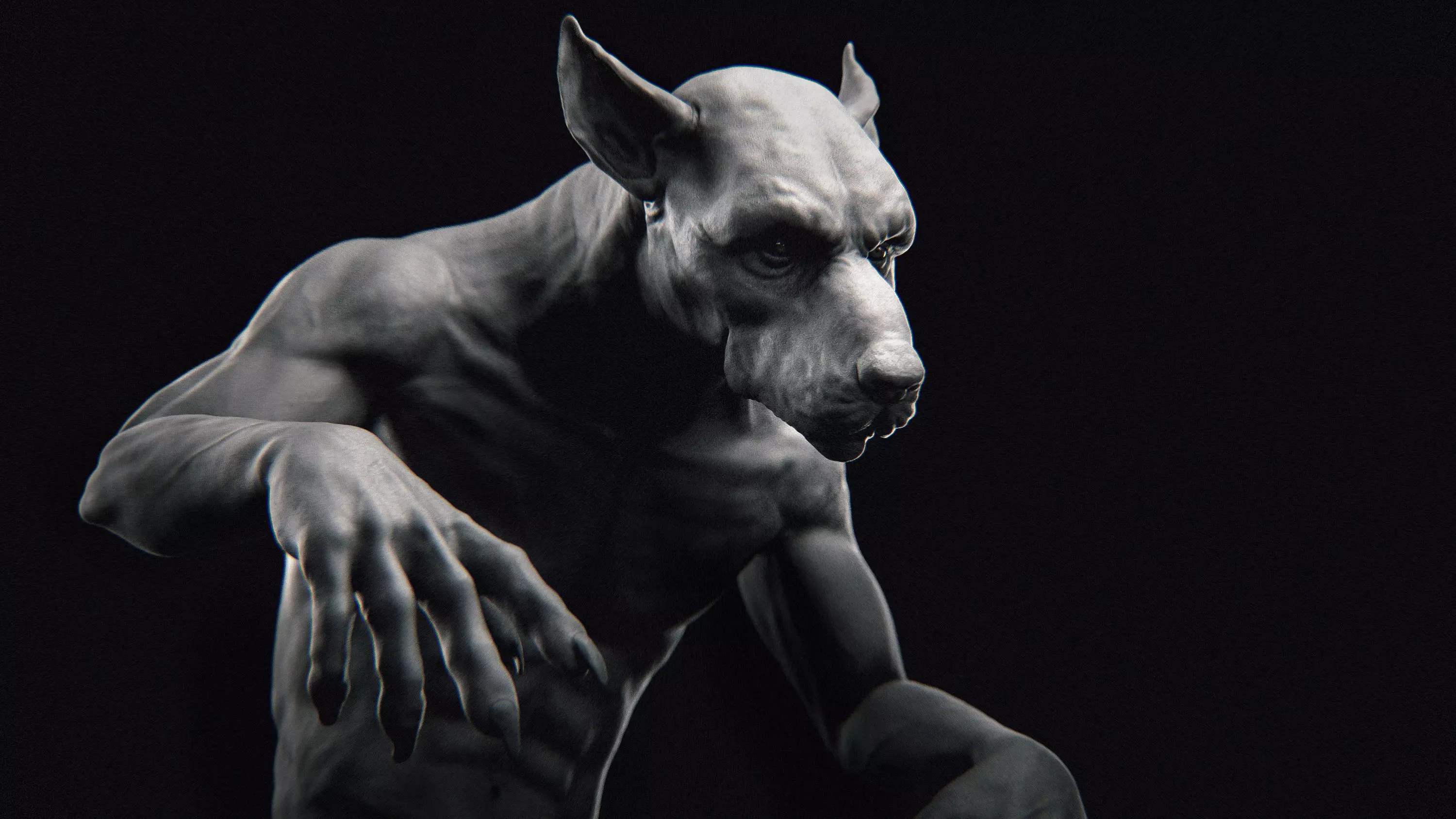 Werewolf 3D Print Statue 3D print model_6