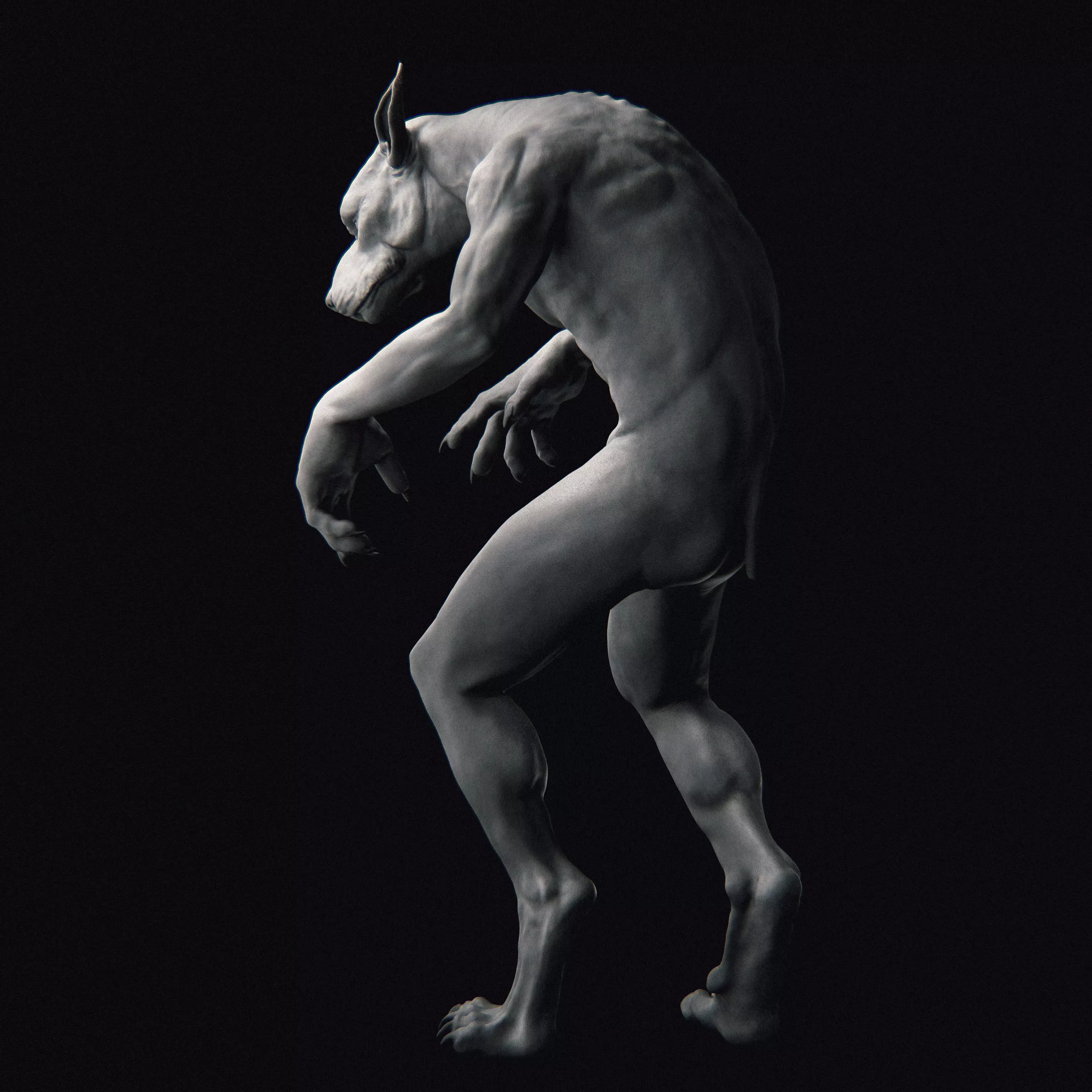 Werewolf 3D Print Statue 3D print model_3