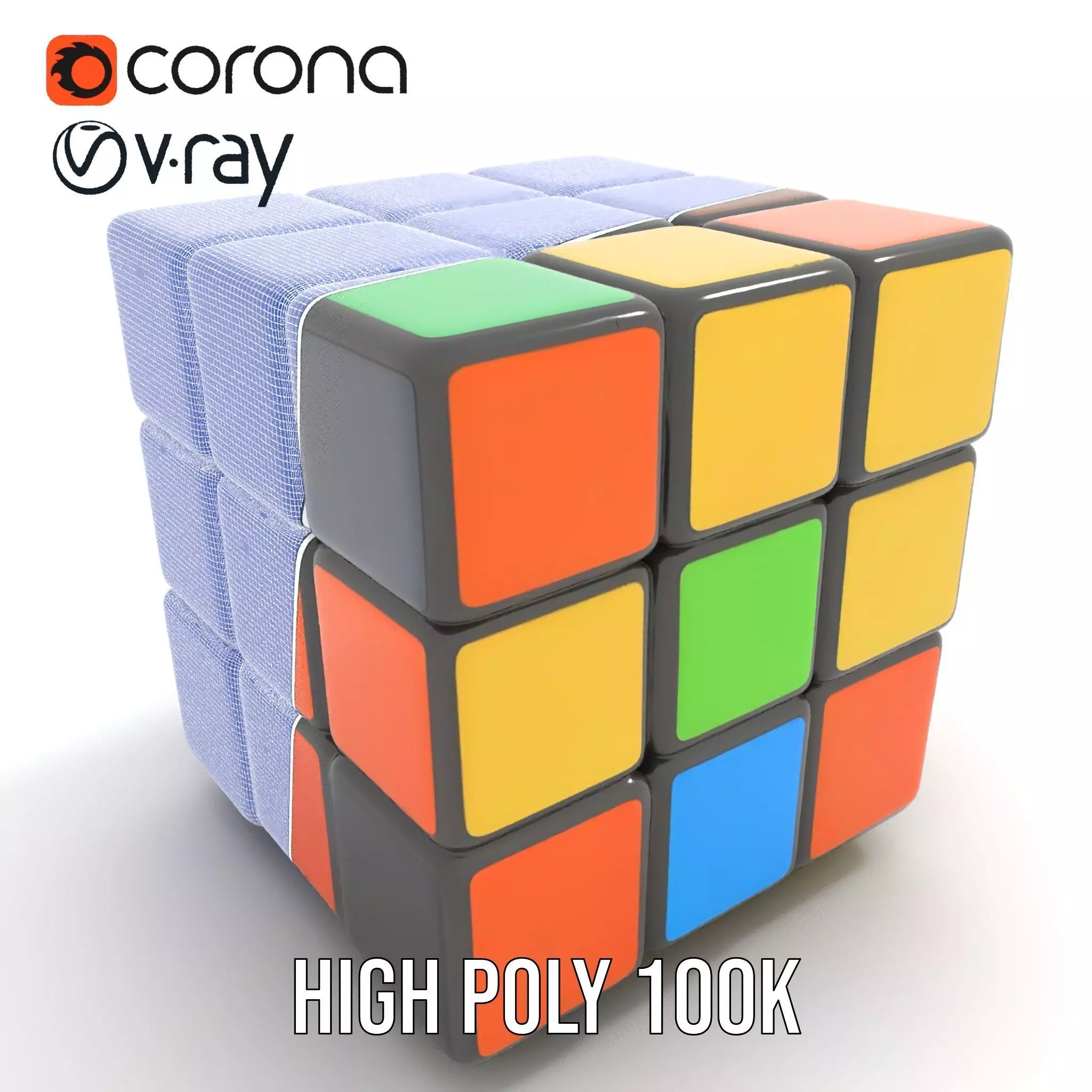 Multicolor Puzzle Cube model pack Low-poly 3D model_23