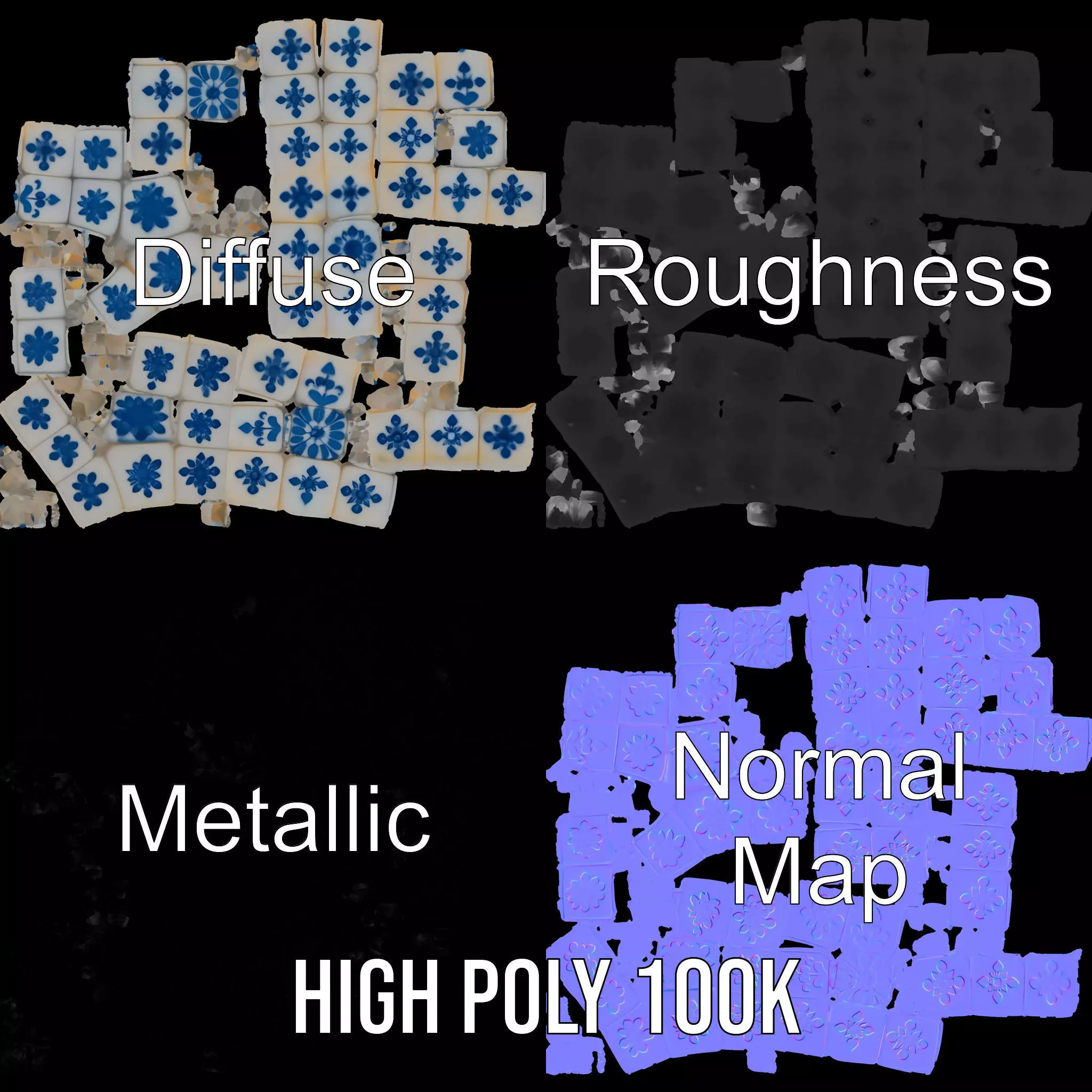 Porcelain Blue Pattern Cube model pack Texture_4