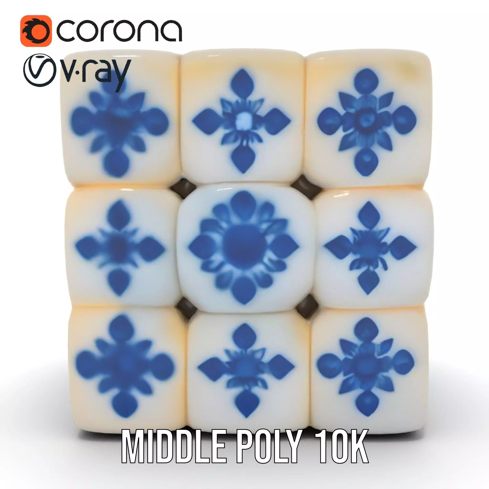 Porcelain Blue Pattern Cube model pack Texture_14