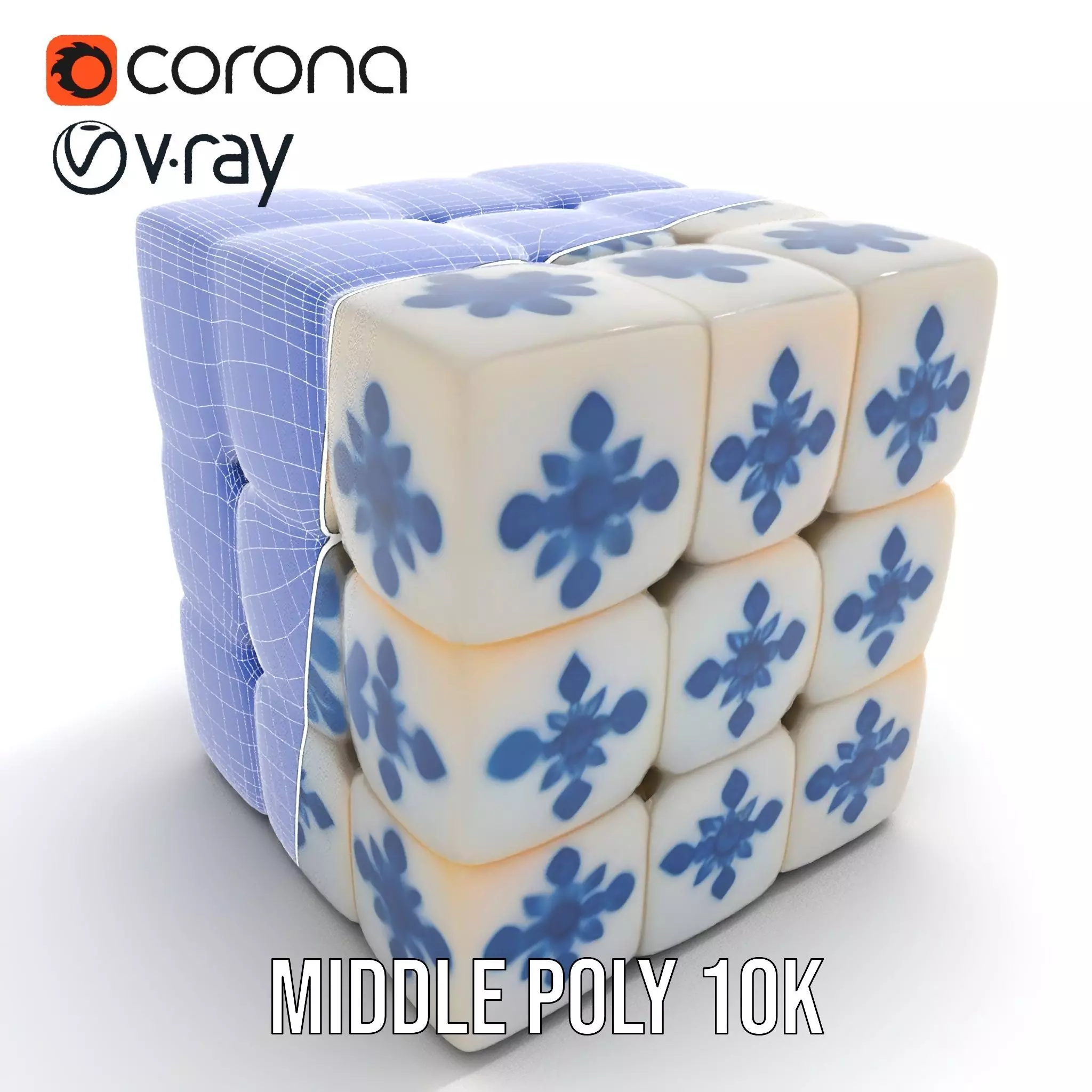 Porcelain Blue Pattern Cube model pack Texture_21