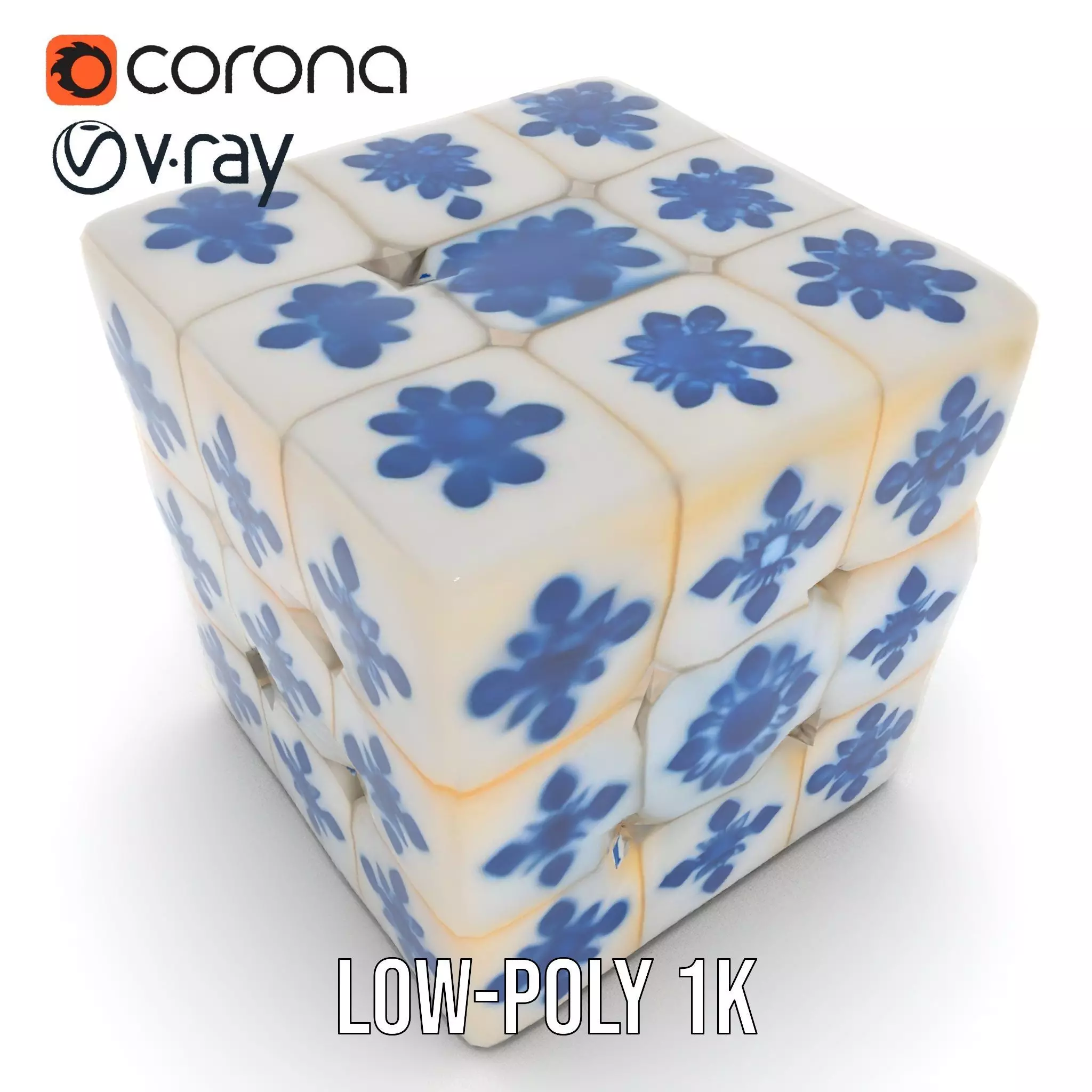 Porcelain Blue Pattern Cube model pack Texture_8