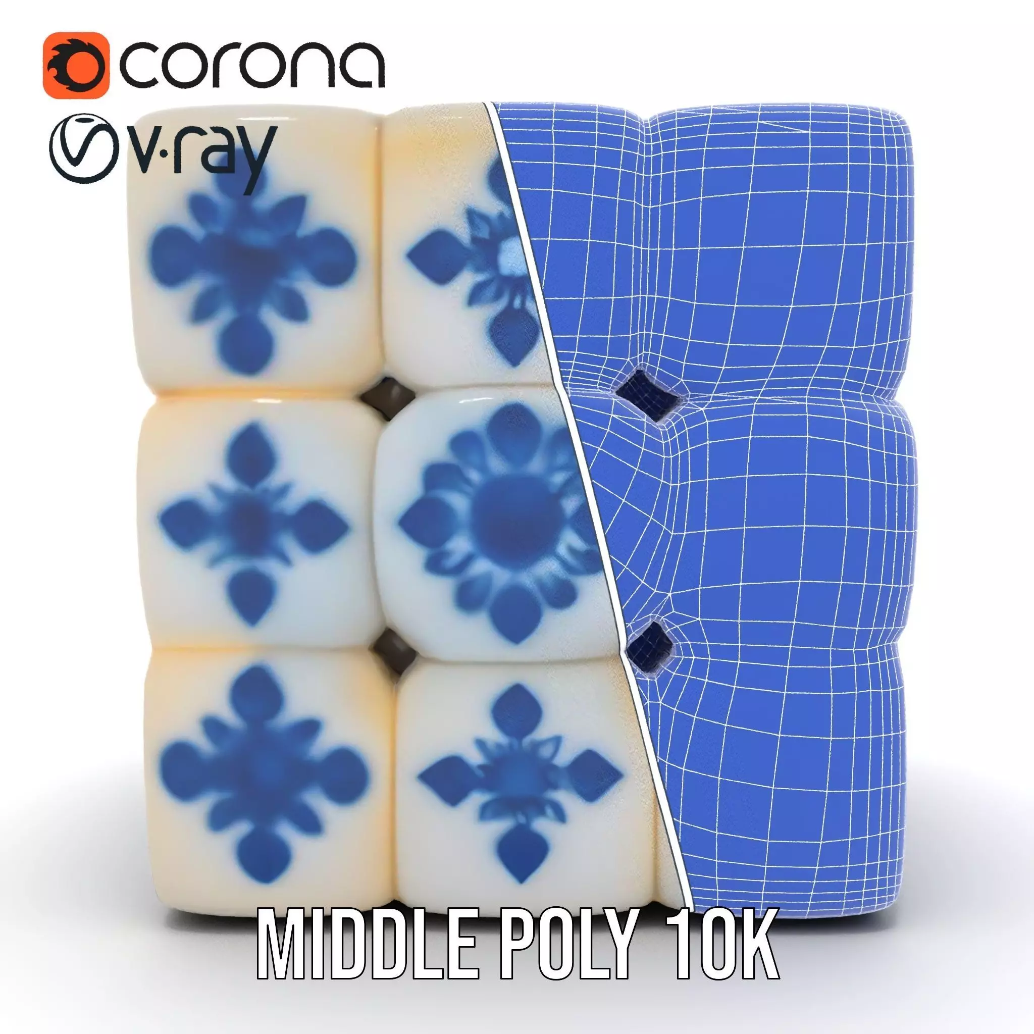 Porcelain Blue Pattern Cube model pack Texture_27