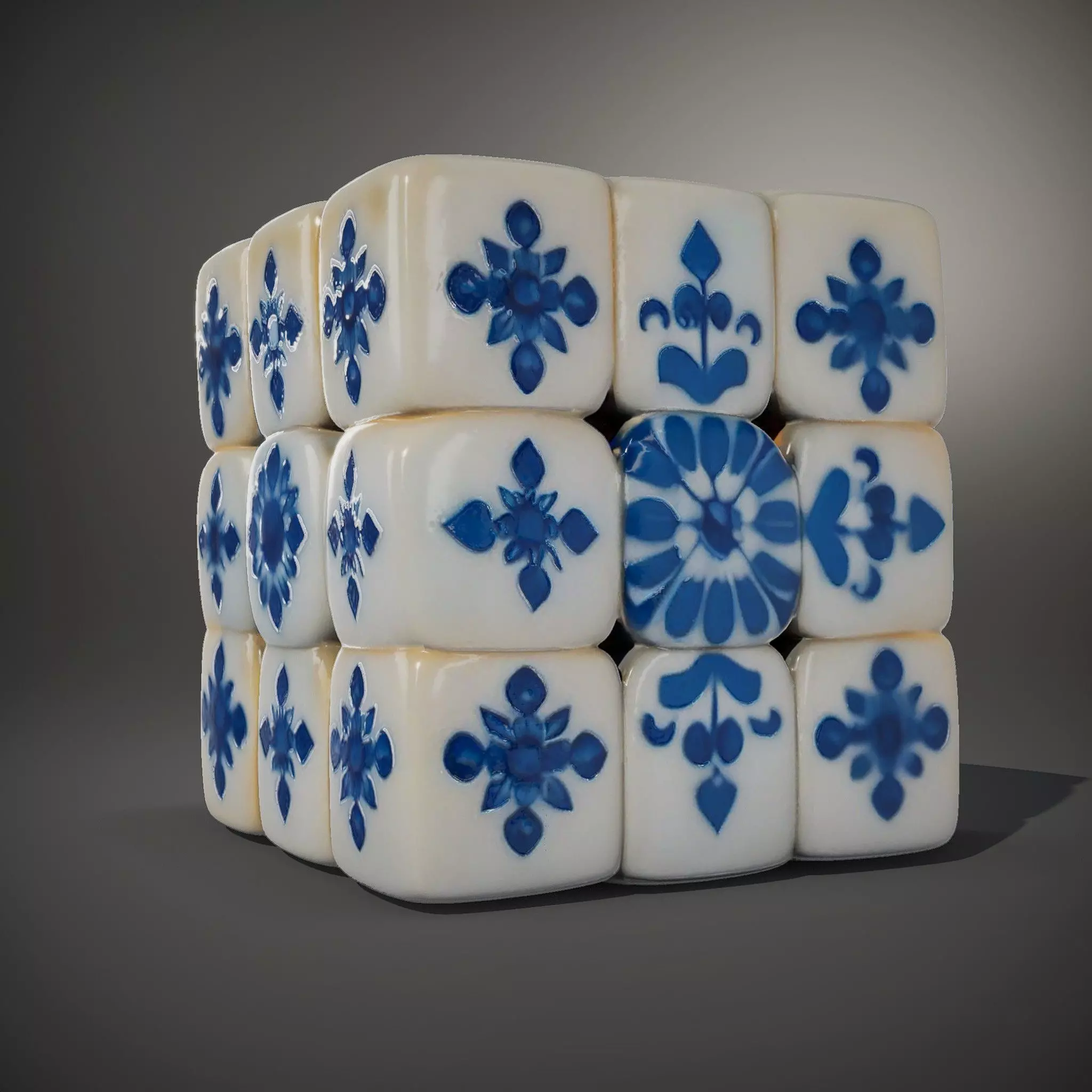 Porcelain Blue Pattern Cube model pack Texture_34